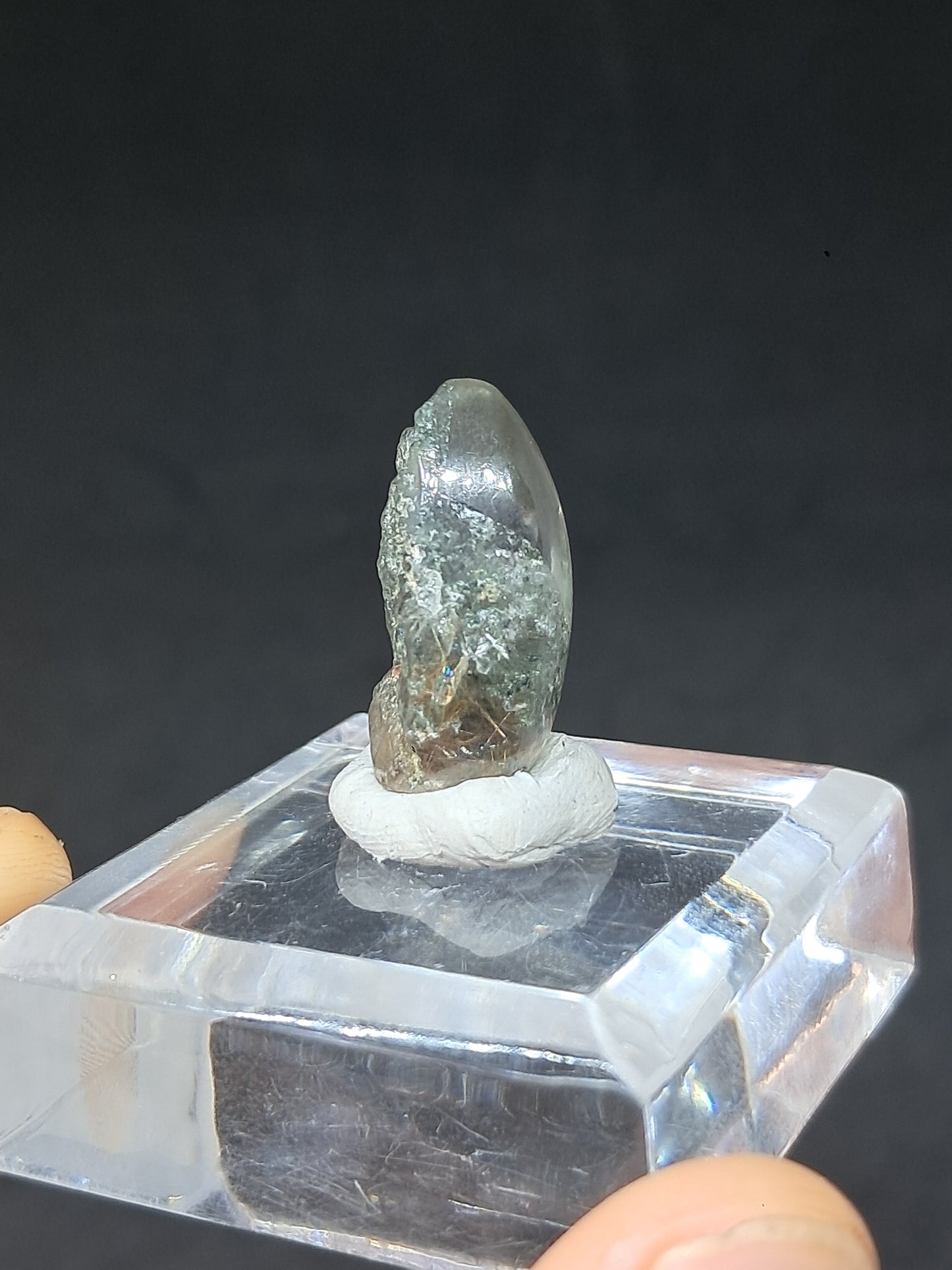 Chlorite Quartz w/ Golden Rutile (Kullu) Half Rough Half Polished | Natural Stone | Cabochon #CH52