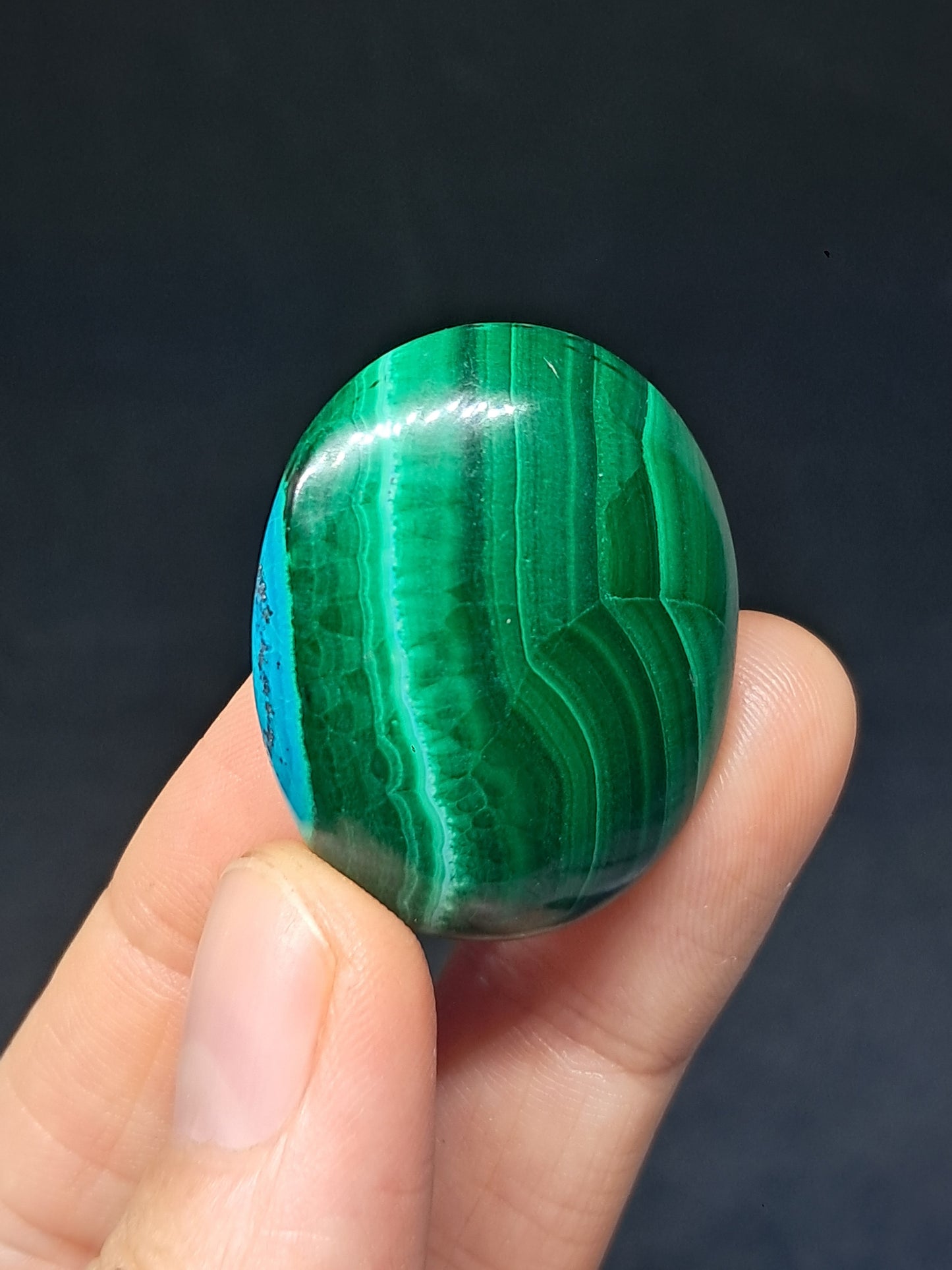Chrysocolla w/ Malachite Palmstone | Good Quality Natural Stone