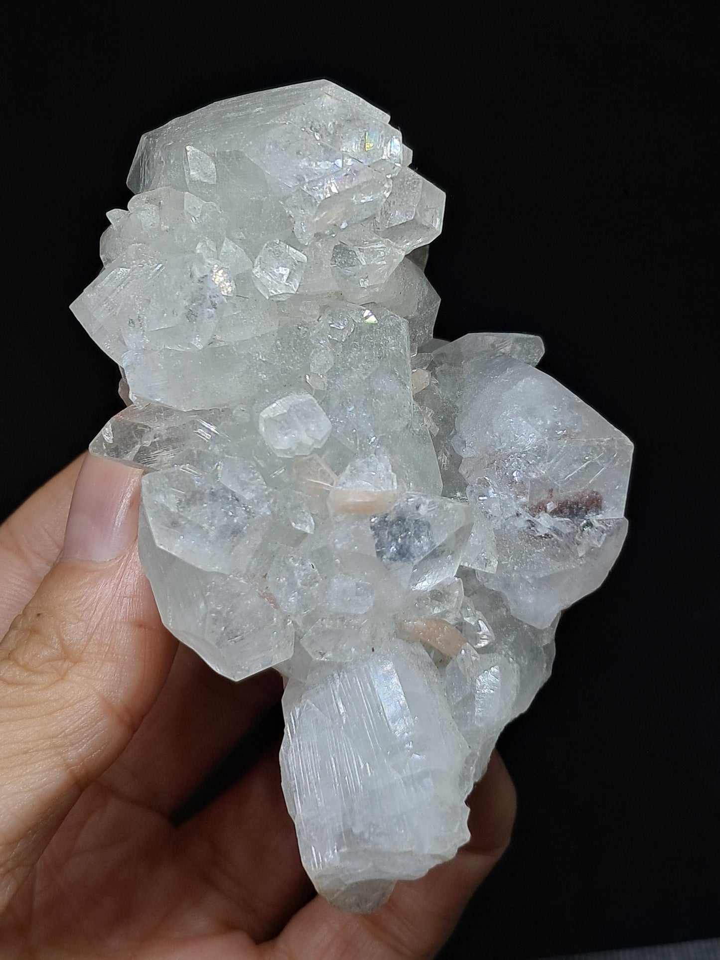 Clear Apophyllite w/ Stilbite  (Ajanta) Natural Crystal Cluster | Mineral Specimen #AP21eb