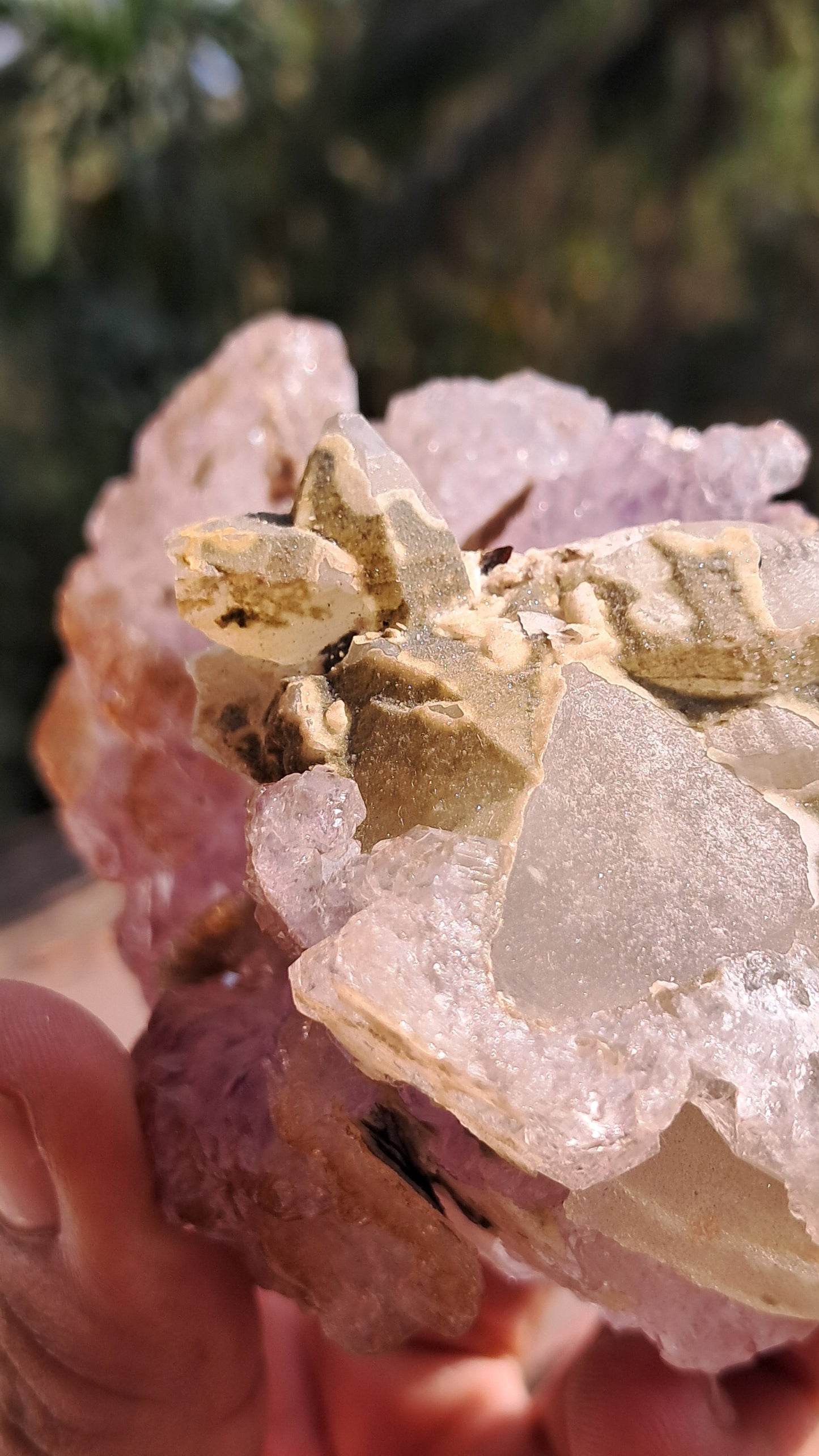 Karur Amethyst Scepter Flower w/ UV-Reactive Calcites and Quartz | Rare Sunburst Formation | Mineral Specimen #KA182