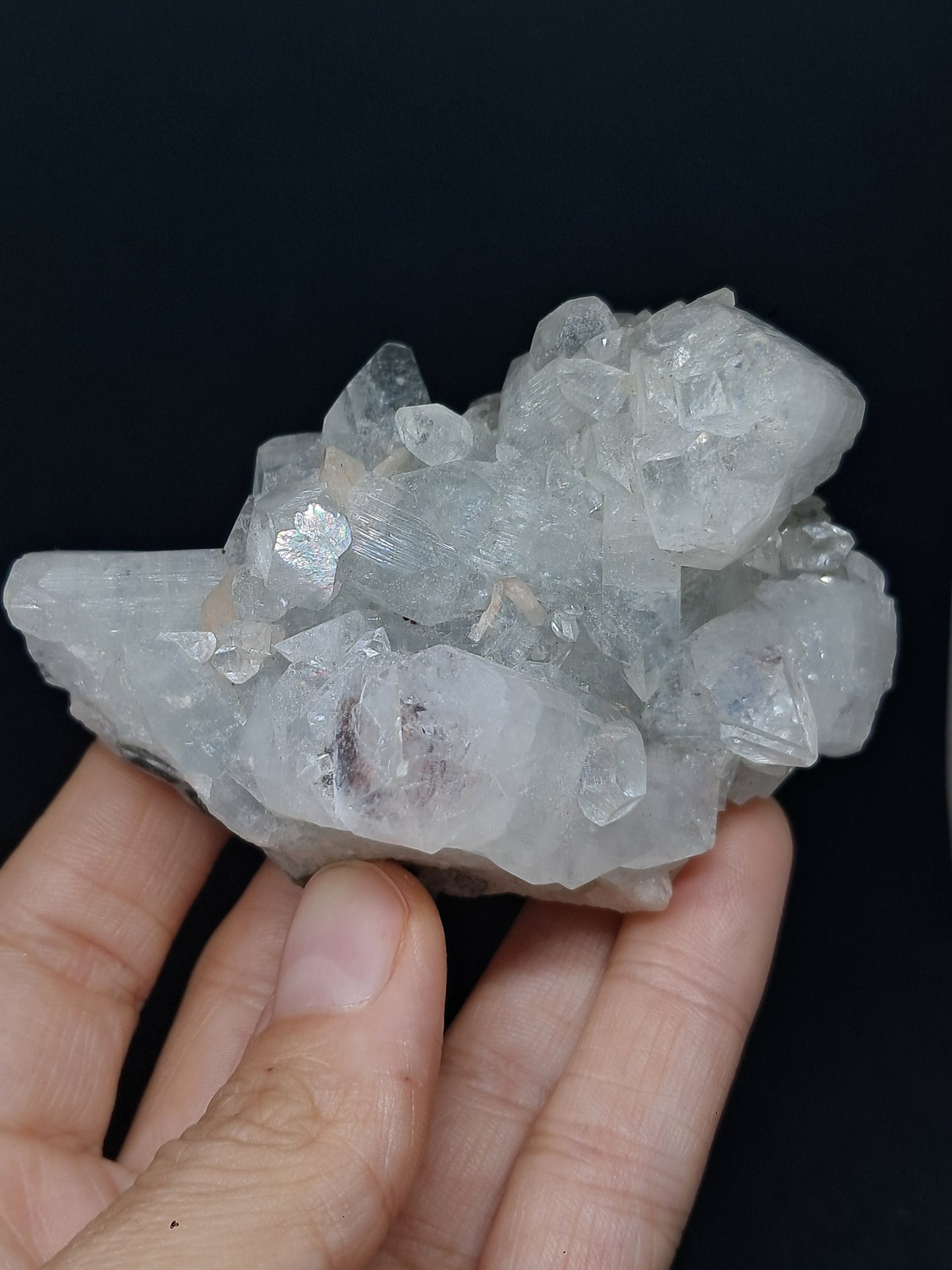 Clear Apophyllite w/ Stilbite  (Ajanta) Natural Crystal Cluster | Mineral Specimen #AP21eb
