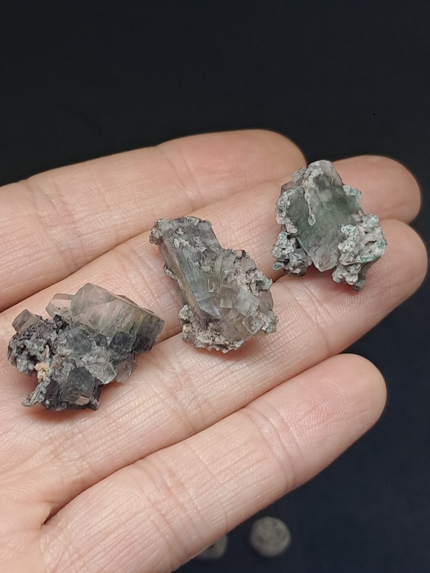 Set of 3 Small Green Apophyllites (Fluorapophyllites) (Ajanta) Rough Natural Crystals | Mineral Specimens #GA52