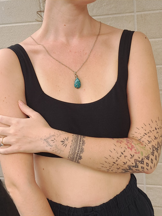 Amazonite Pendant | Handcrafted Jewelry | Unique Necklace #JL56
