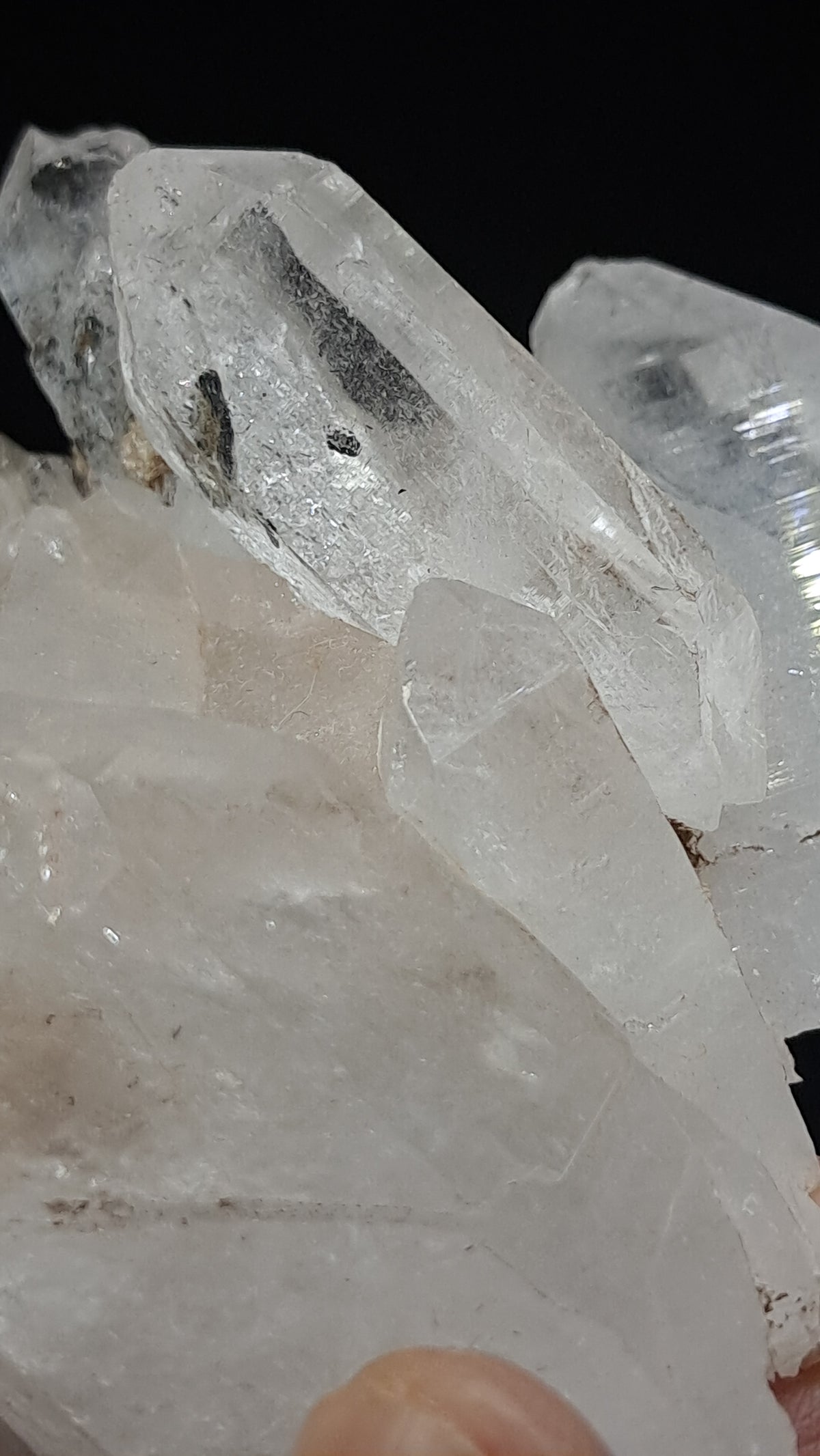 Himalayan Clear Quartz (Kullu) Natural Cluster | Black Rutile Inclusions | Double Termination #CH91