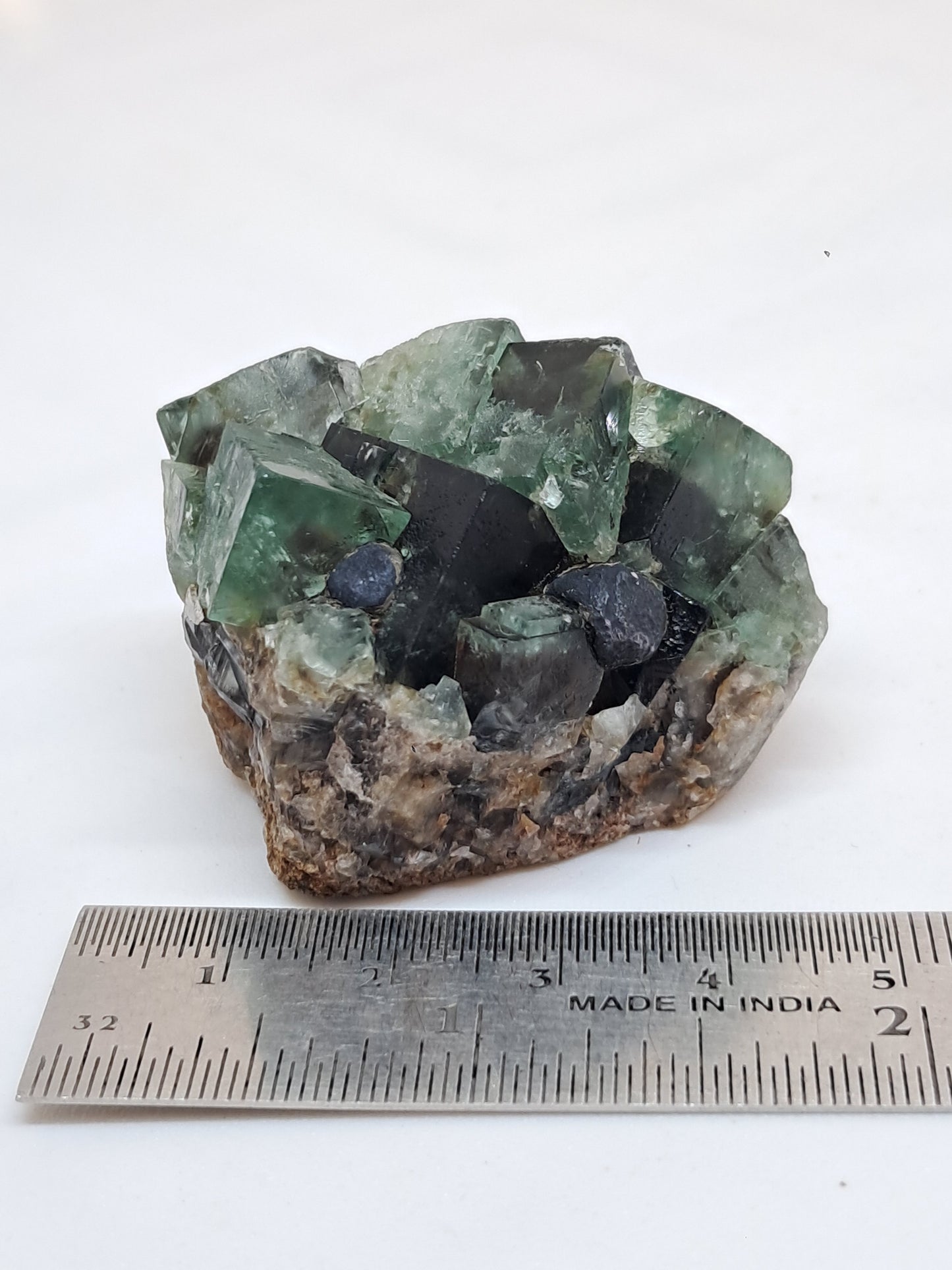 Bicolor Fluorite on Matrix (Durham, UK) Natural Crystal | Mineral Specimen #FL4