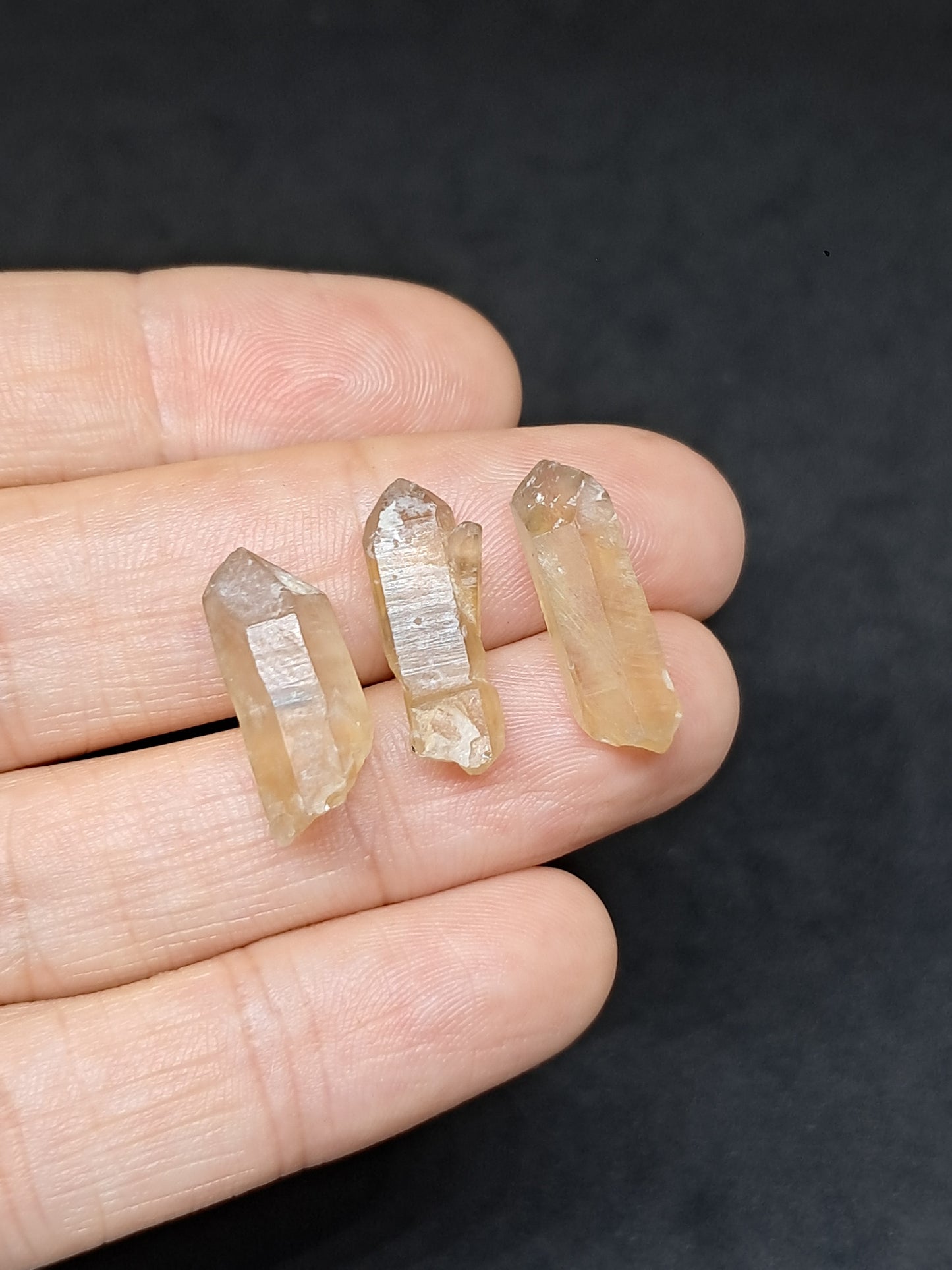 Set of 3 Natural Citrine Points (Karur) | Natural Crystal | Mineral Specimen #CTN38