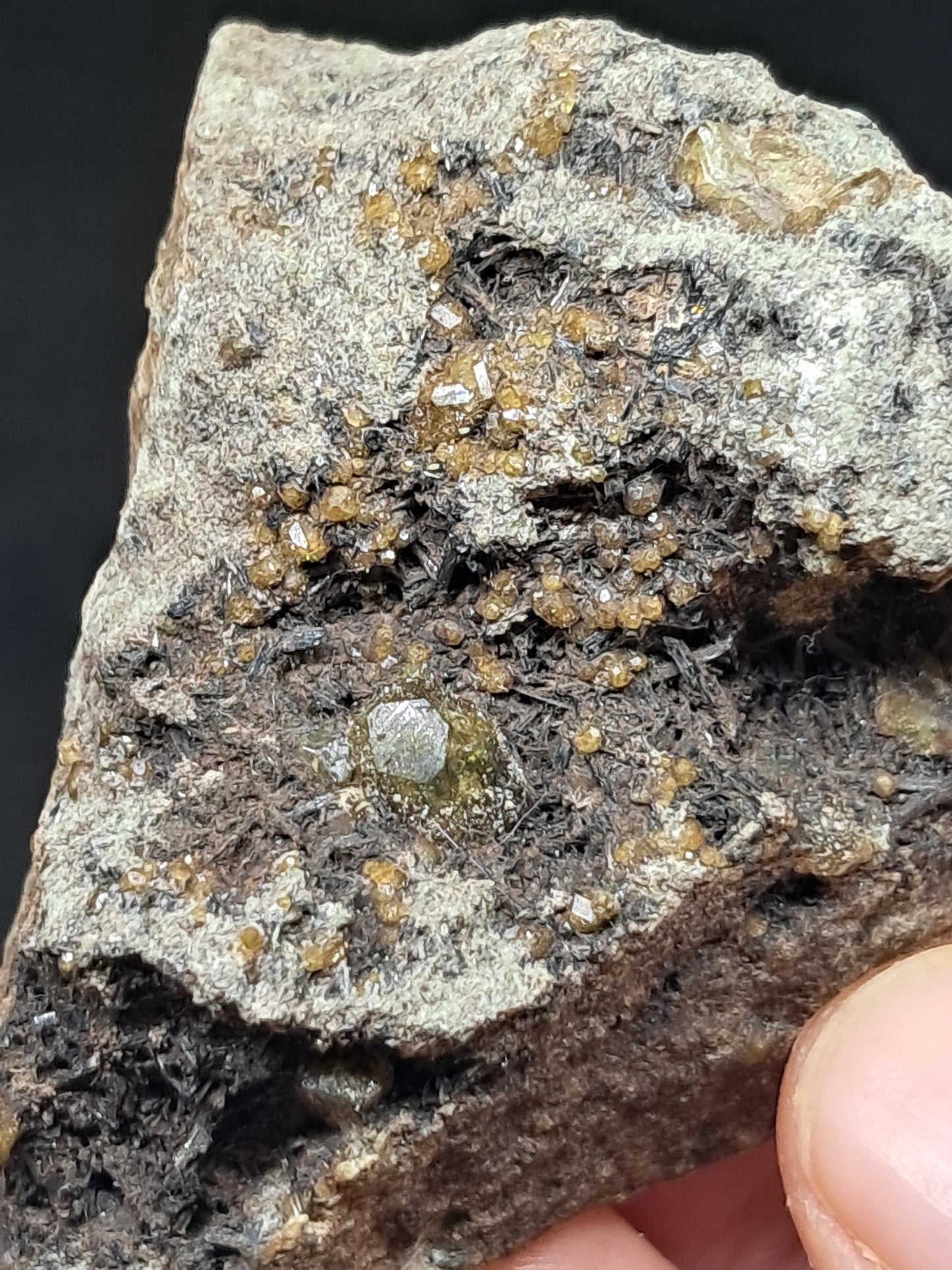 Green Garnet w/ Aegirine (Acmite) on Matrix (Mexico) Andradite Garnet Cluster |Rough Crystal Stone | Mineral Specimen #GR29