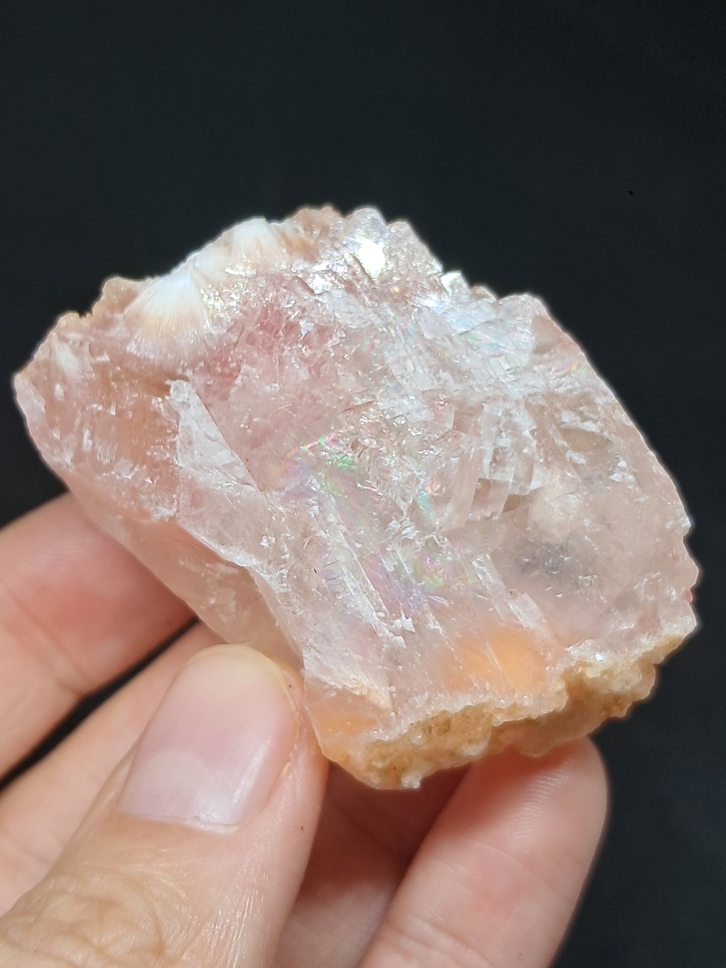 Calcita rojiza/rosa con mesolita *Hallazgo raro* (Pithampur) Cristal natural | Piedra en bruto | Muestra de mineral #CA30