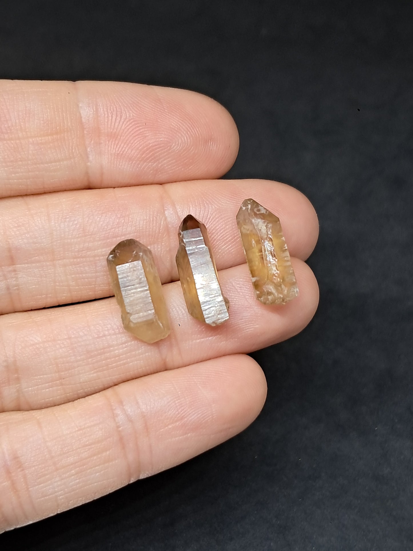 Set of 3 Natural Citrine Points (Karur) | Natural Crystal | Mineral Specimen #CTN39