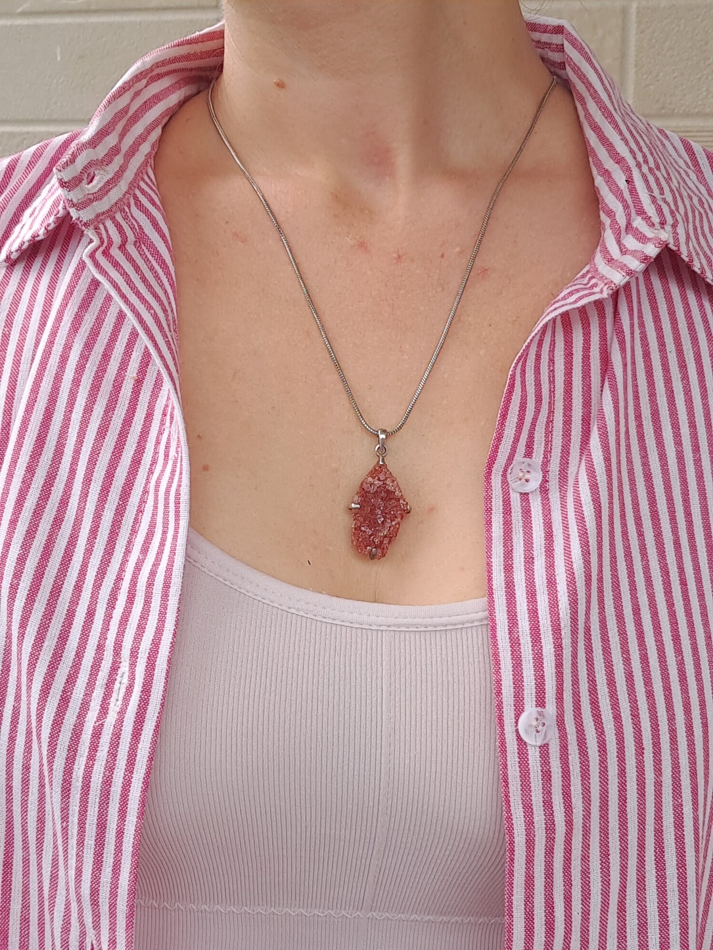 Druzzy *Rare* Pink Apophyllite Silver Pendant | Handcrafted Jewelry #JL42