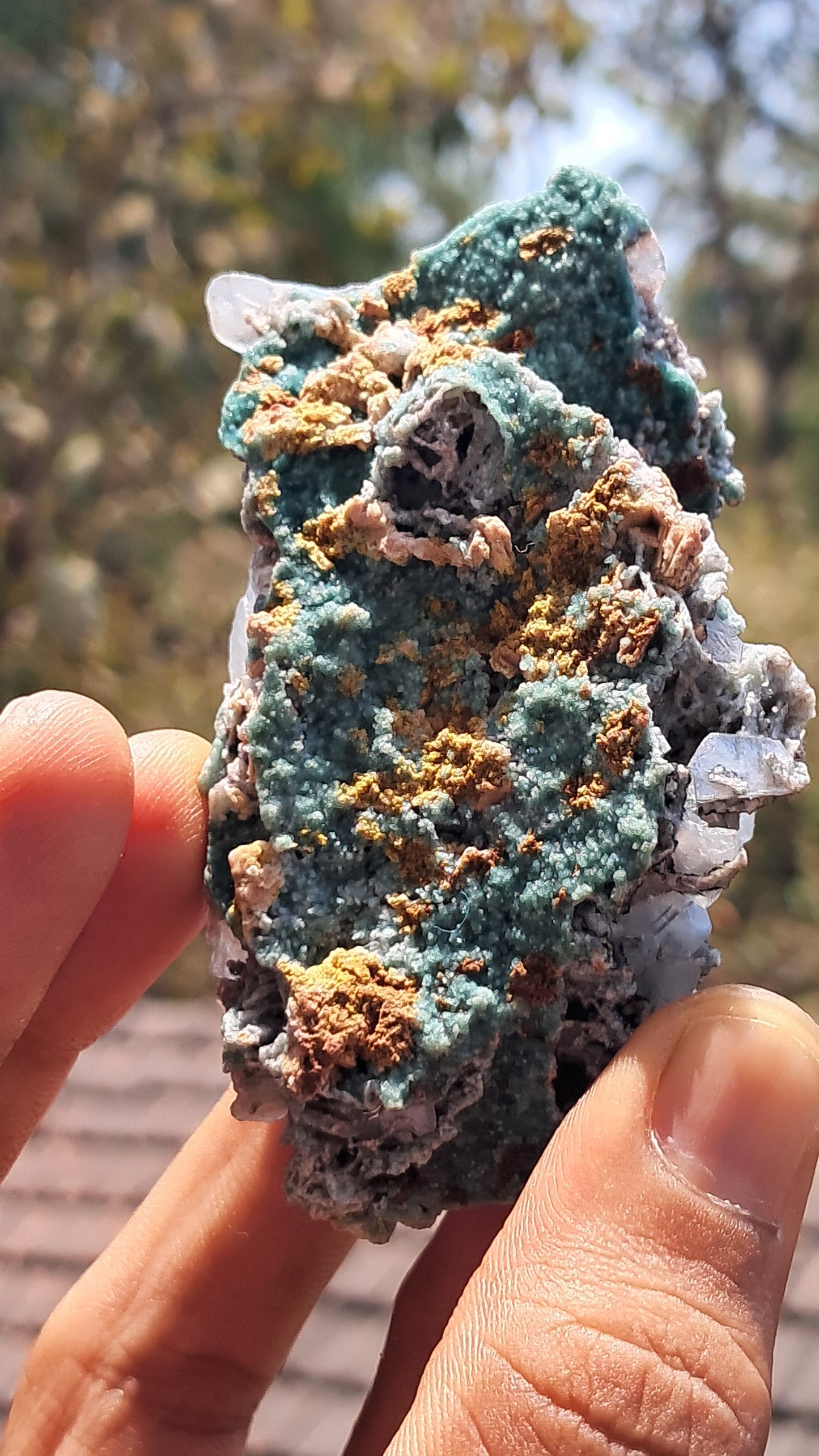 Apofilita Verde (Fluorapofilita) con Estilbita en Matriz (Ajanta) Cristal Natural | Muestra Mineral #GA17