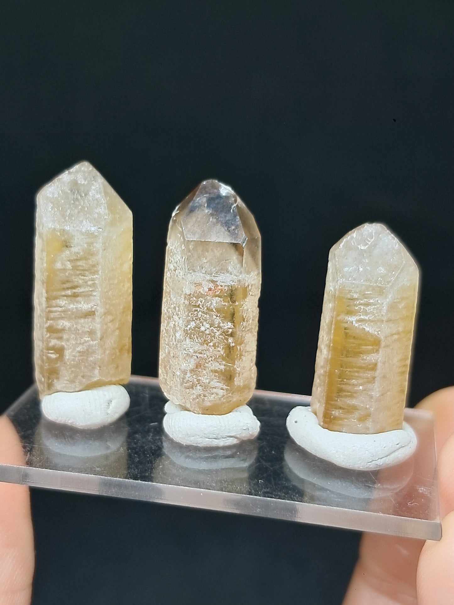 Set of 3 Natural Citrine Crystal Points w/ Phantoms (Karur) #CTN35