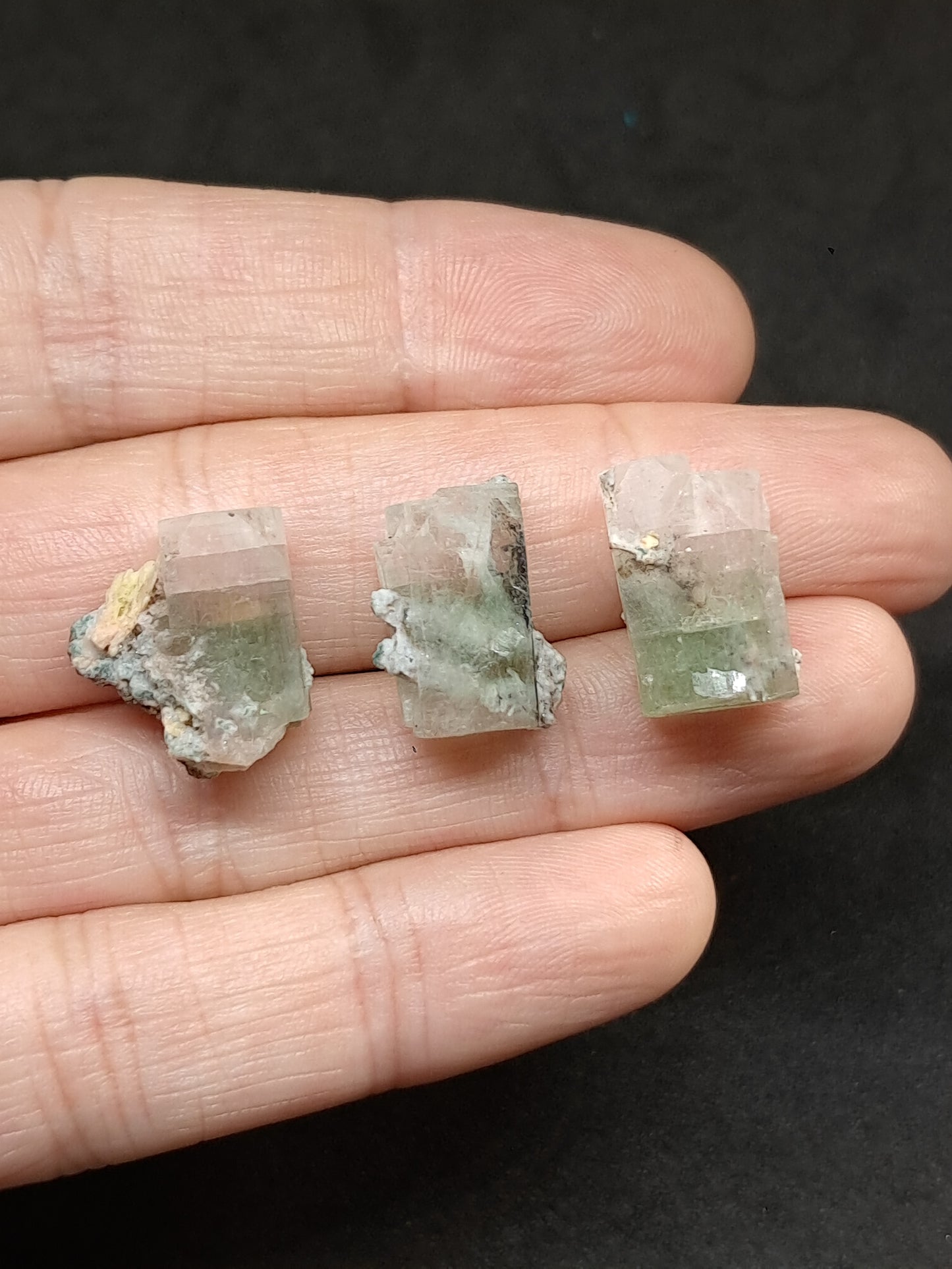 Set of 3 Small Green Apophyllites (Fluorapophyllites) (Ajanta) Rough Natural Crystals | Mineral Specimens #GA46