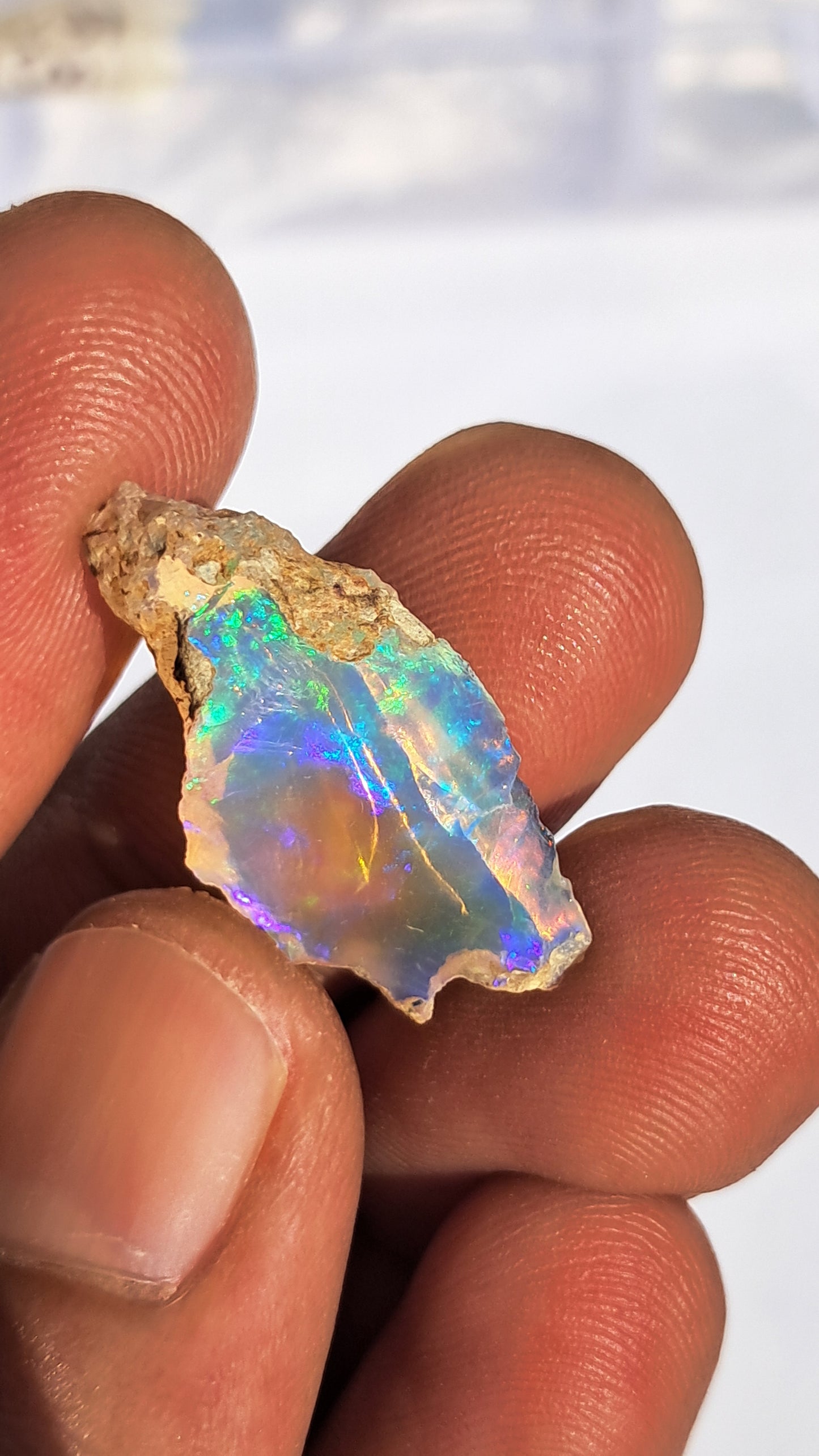 Natural Ethiopian Opal Rough | White Hydrophane Opal with Bright Play of Color #OP10