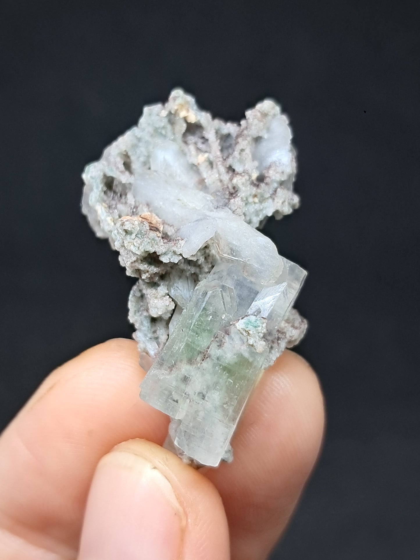 Green Apophyllite w/ Stilbite (Fluorapophyllite) (Ajanta) Natural Crystal | Mineral Specimen #GA42