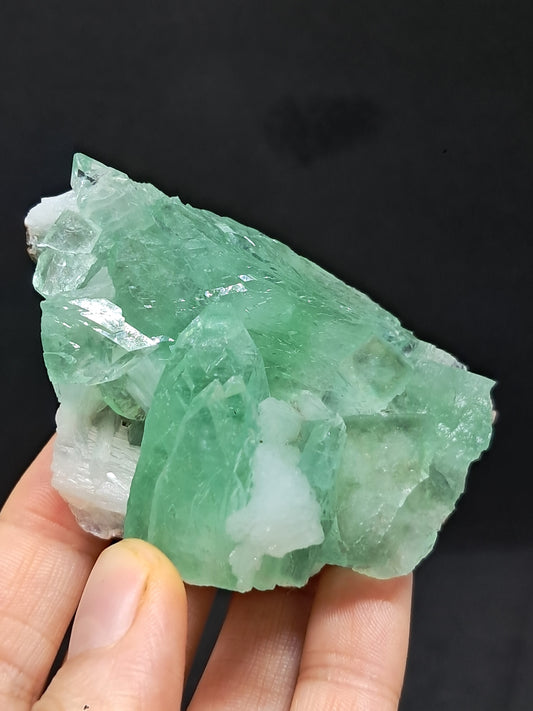 Green Apophyllite (Fluorapophyllite) and Stilbite on matrix #GA15