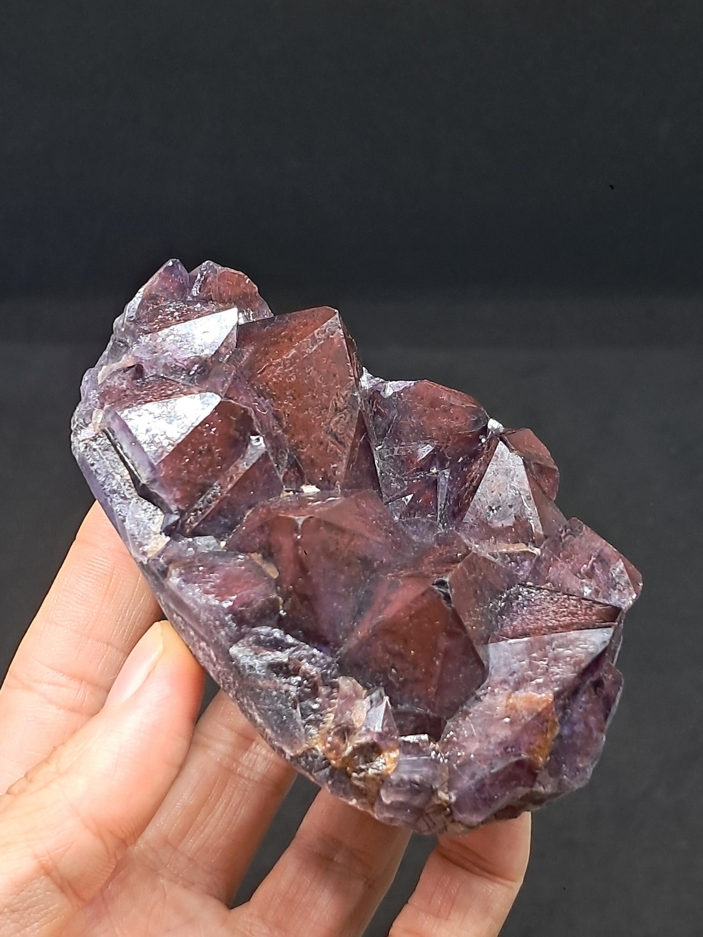 Amethyst Cluster w/ Hematite & Record Keepers (Madhya Pradesh) | Mineral Specimen | Natural Stone #AM8