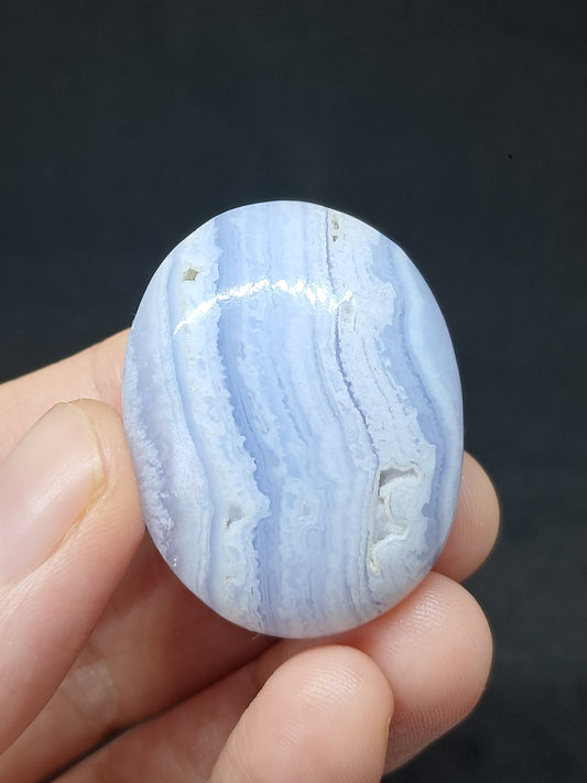 Blue Lace Agate Palmstone | Polished Natural Stone | Good Quality