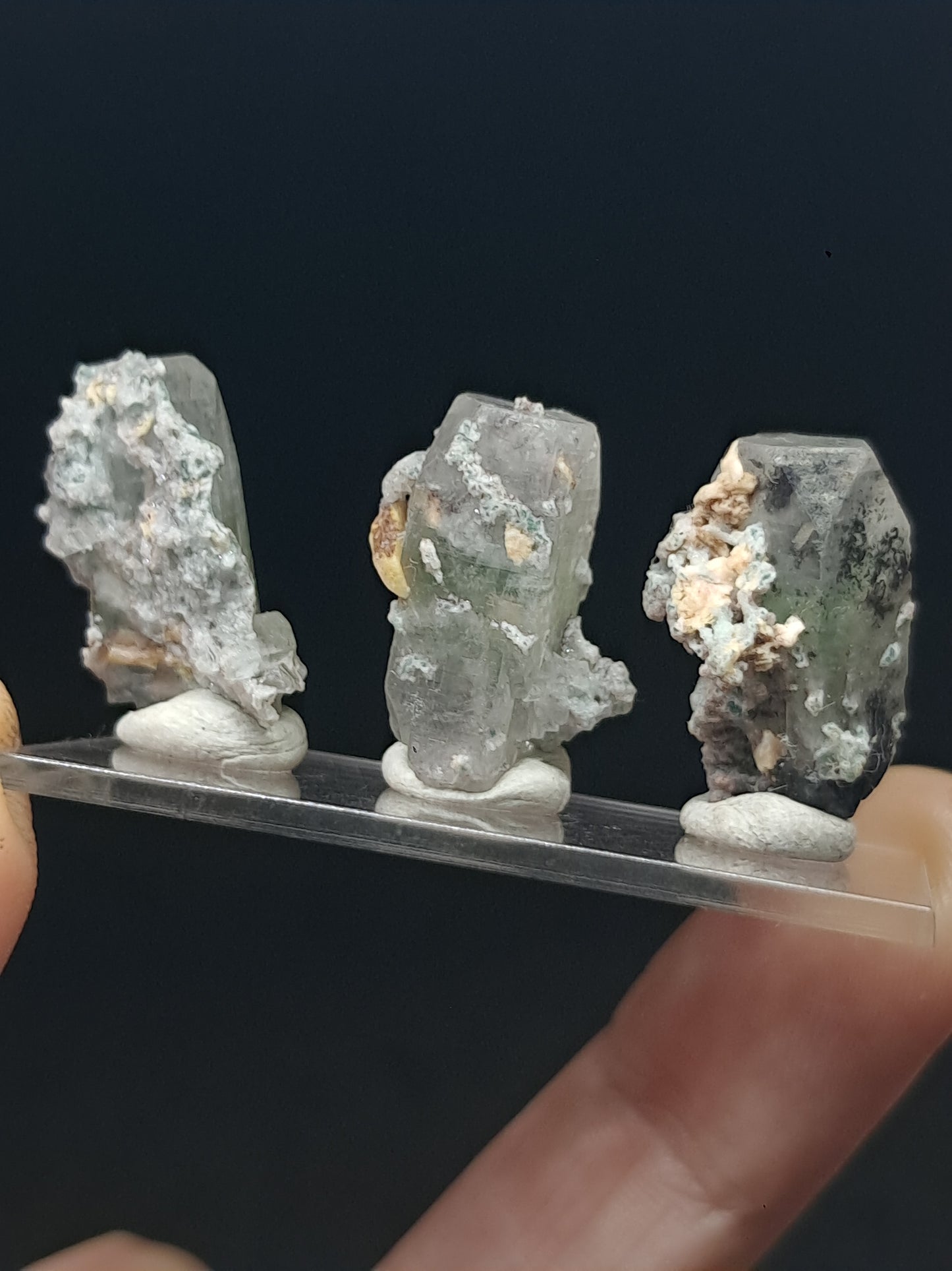 Set of 3 Small Green Apophyllites (Fluorapophyllites) (Ajanta) Rough Natural Crystals | Mineral Specimens #GA55