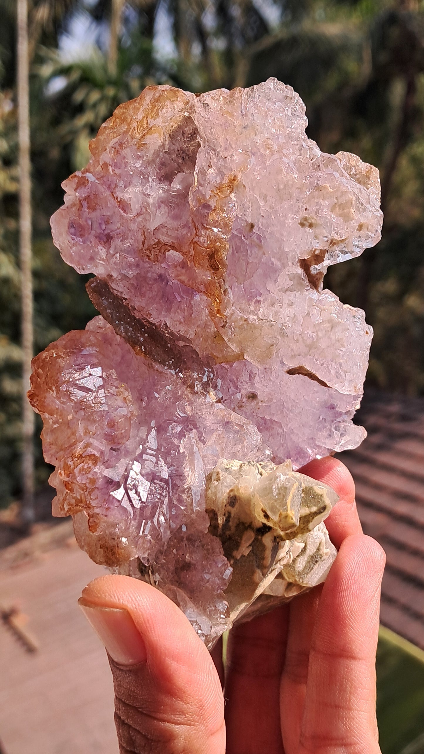 Karur Amethyst Scepter Flower w/ UV-Reactive Calcites and Quartz | Rare Sunburst Formation | Mineral Specimen #KA182