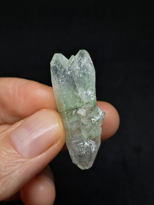 Green Apophyllite Biterminated Point w/ Okenite (Ajanta) Natural Crystal | Mineral Specimen #AP60
