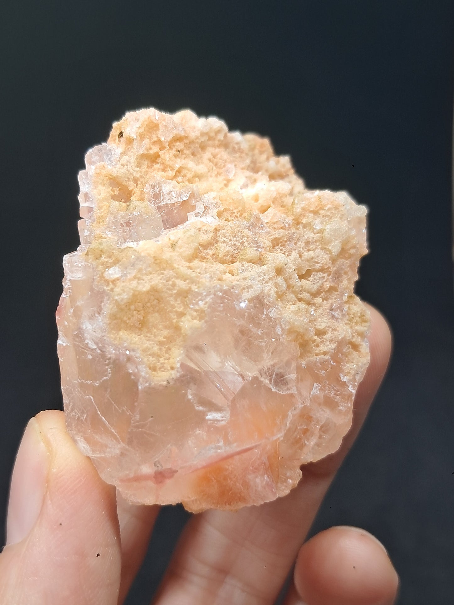 Calcita rojiza/rosa con mesolita *Hallazgo raro* (Pithampur) Cristal natural | Piedra en bruto | Muestra de mineral #CA30