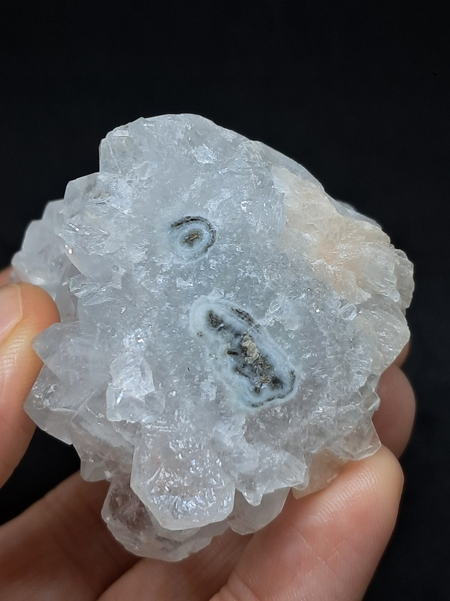 Clear Apophyllite w/ Stilbite Stalactite (Ajanta) Natural Crystal Cluster | Mineral Specimen #AP15eb