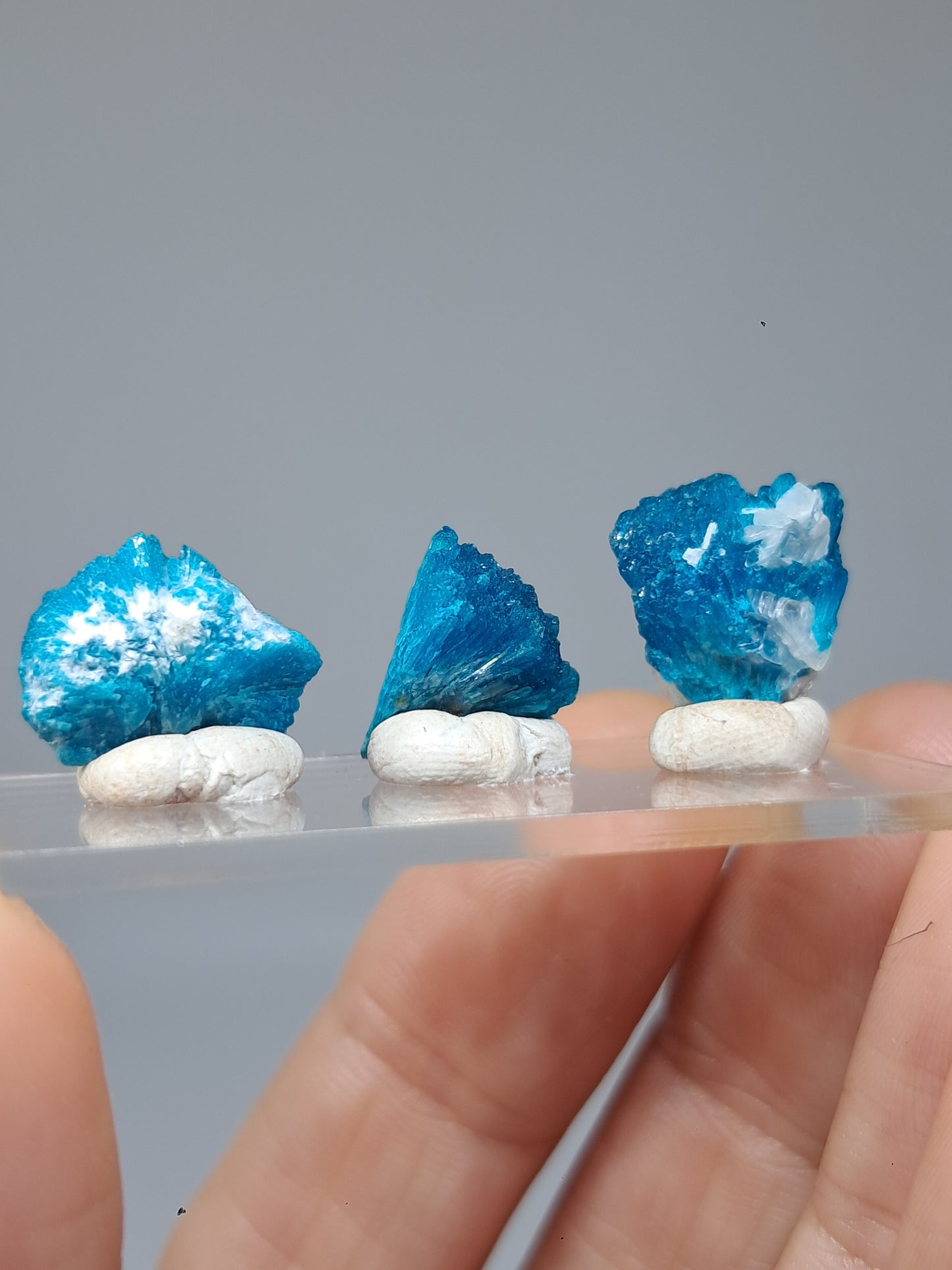 Conjunto de 3 cavansitas (wagholi) en bruto | Cristal natural | Ejemplar mineral raro n.° CV43