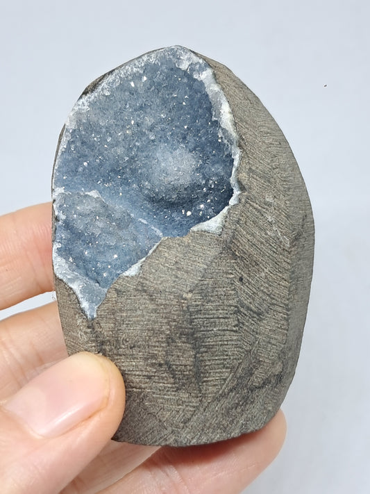 Grey / Blue Chalcedony in Basalt Geode (Nashik) | Natural Crystal | Rare Mineral #BC12