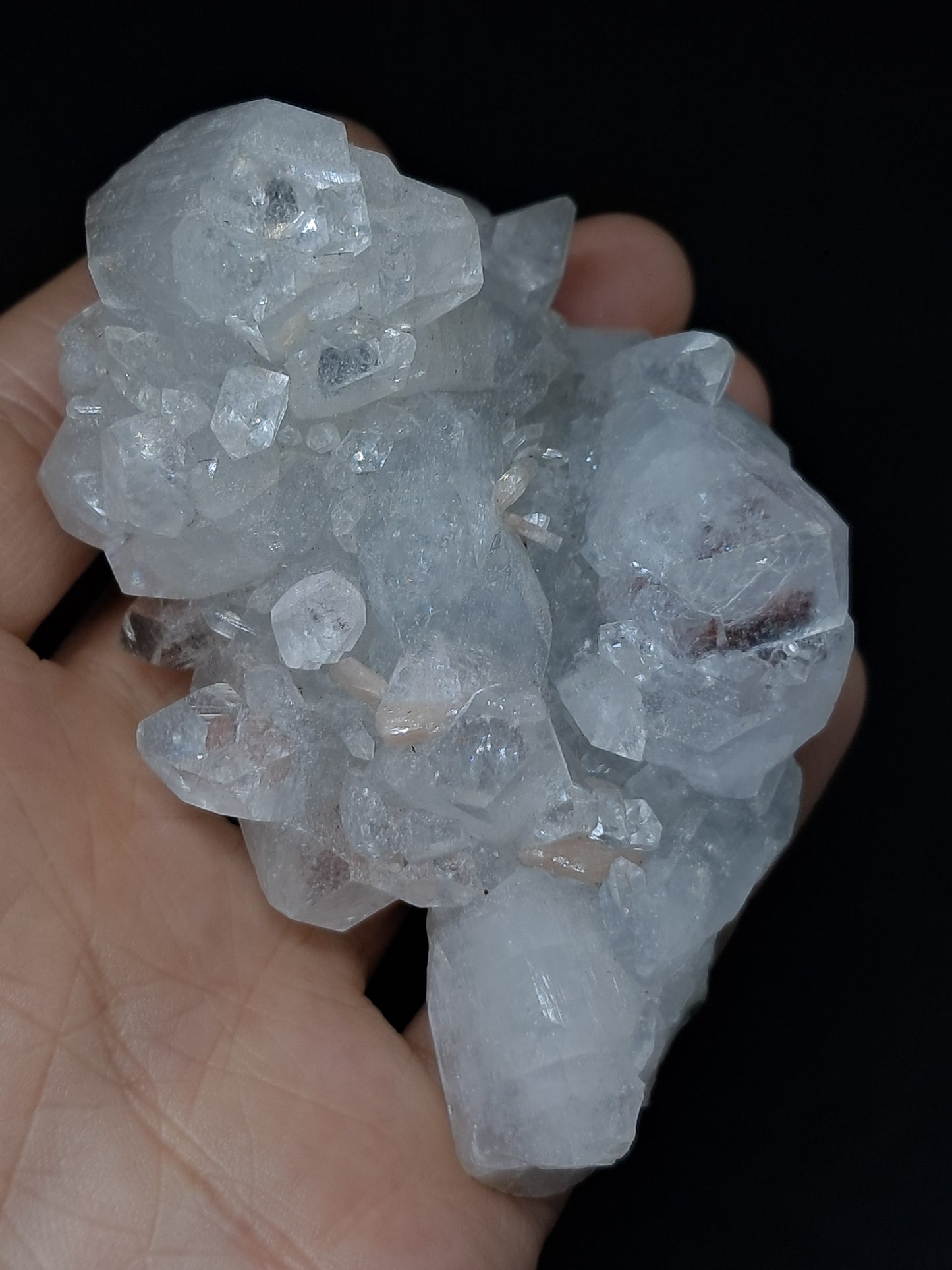 Clear Apophyllite w/ Stilbite  (Ajanta) Natural Crystal Cluster | Mineral Specimen #AP21eb