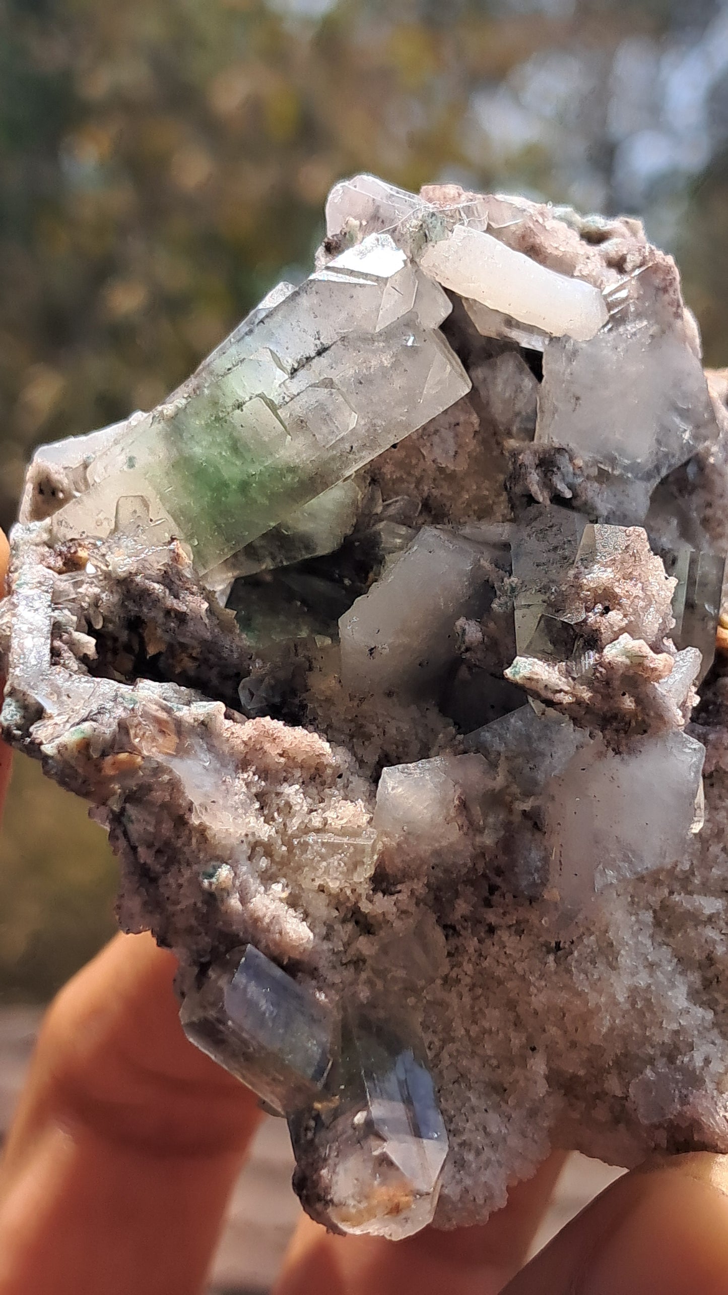 Apofilita Verde (Fluorapofilita) con Estilbita en Matriz (Ajanta) Cristal Natural | Muestra Mineral #GA16