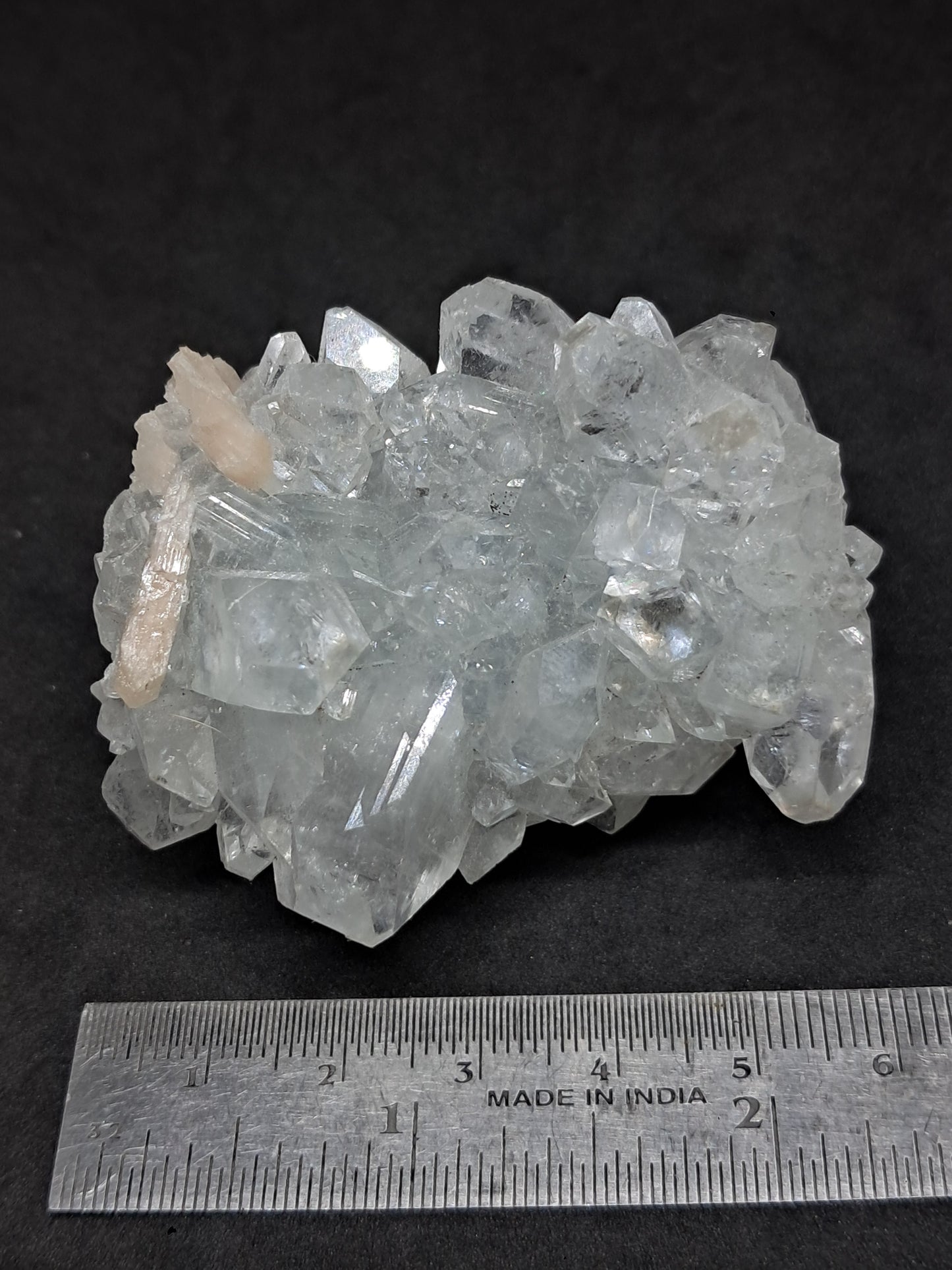 Clear Apophyllite w/ Stilbite Stalactite (Ajanta) Natural Crystal Cluster | Mineral Specimen #AP15eb