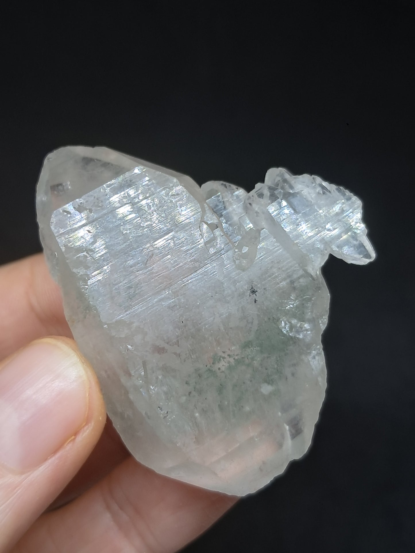 Punta natural de cuarzo fantasma de clorita (Karur) | Cristal chamánico de jardín #CQ67