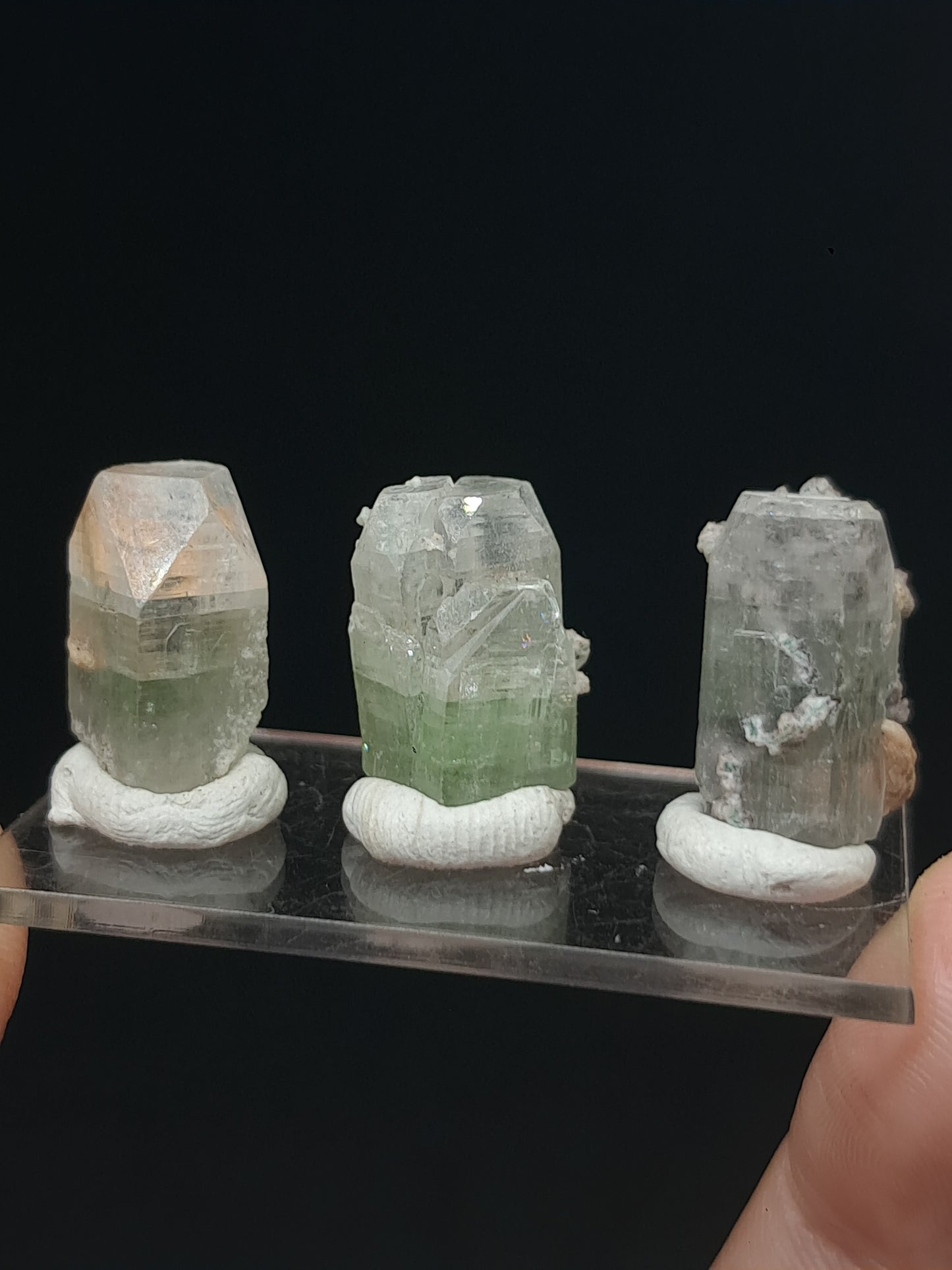 Set of 3 Small Green Apophyllites (Fluorapophyllites) (Ajanta) Rough Natural Crystals | Mineral Specimens #GA49