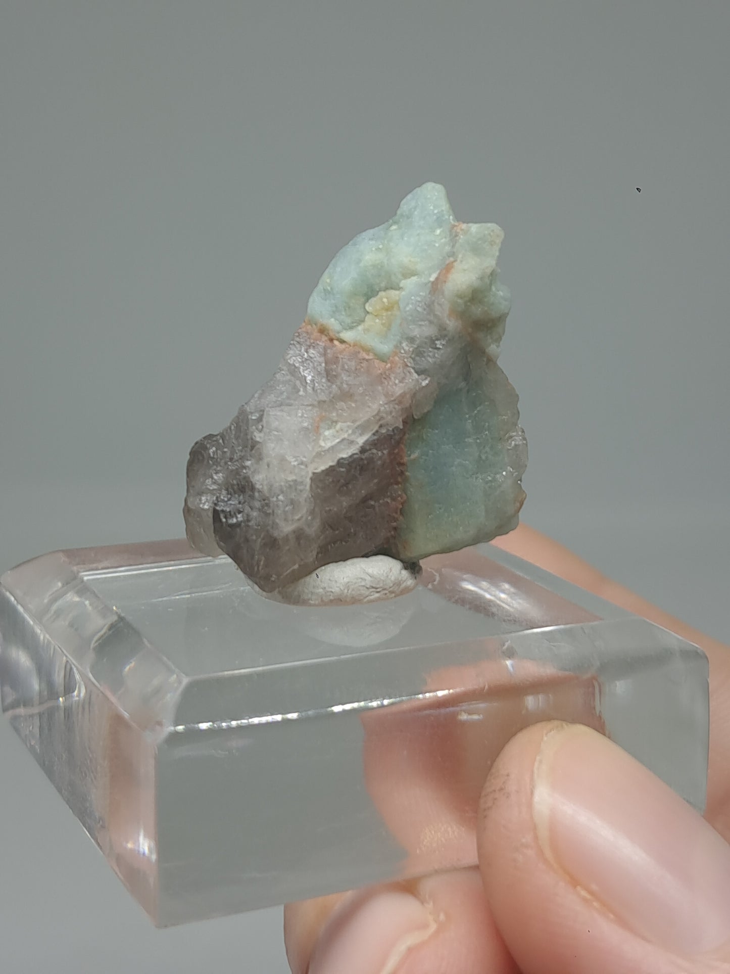 Aquamarine on Smokey Quartz (Karur) Rough Natural Crystal | Mineral Specimen #AQM55