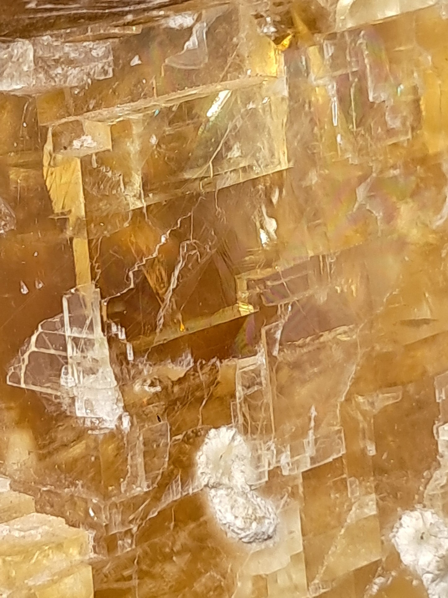 Calcita miel con okenita (India), cristal L en bruto | Piedra natural | Ejemplar mineral n.° CA28