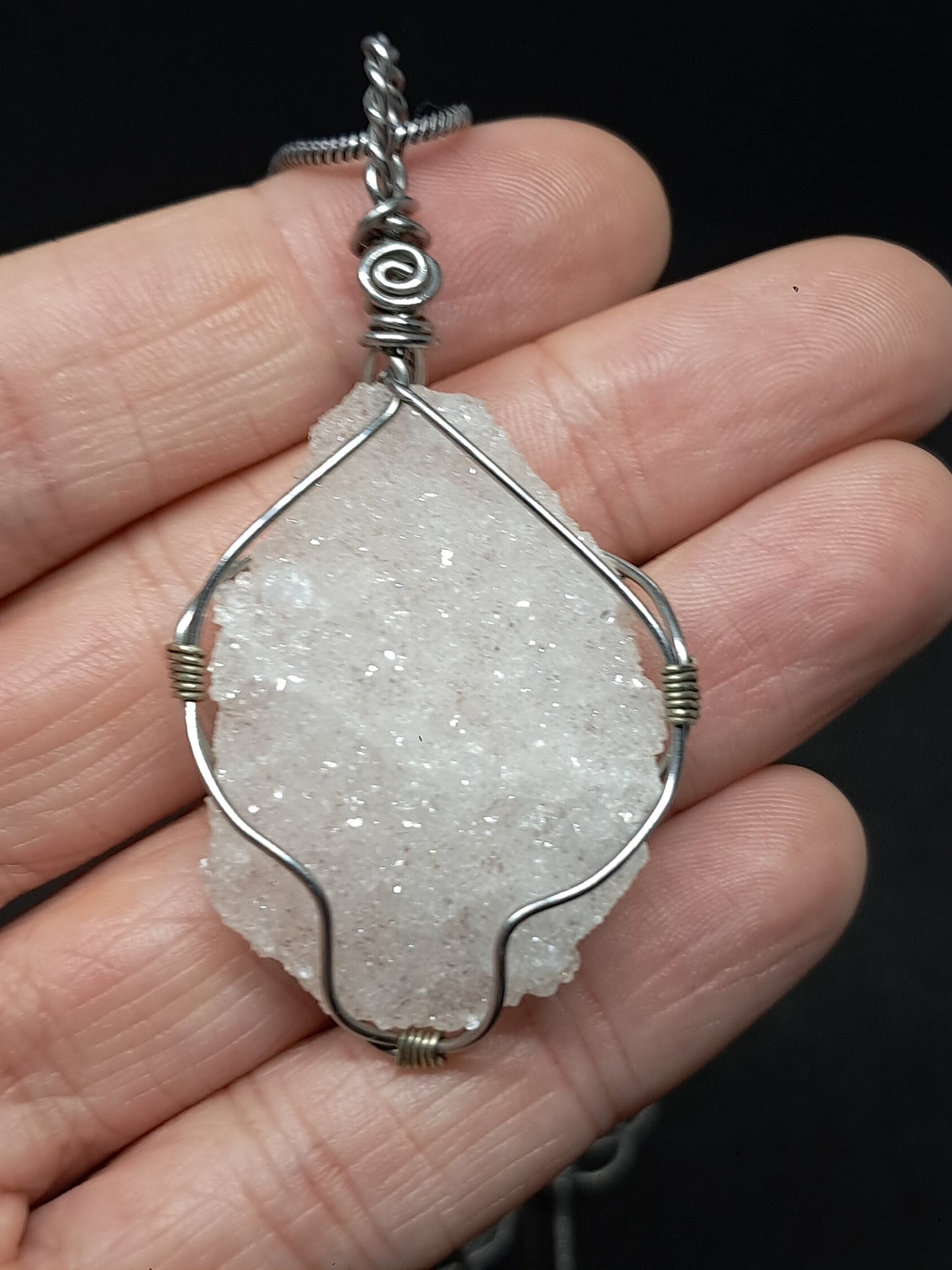 Druzzy Clear Apophyllite Pendant | Handcrafted Jewelry | Unique Necklace #JL45