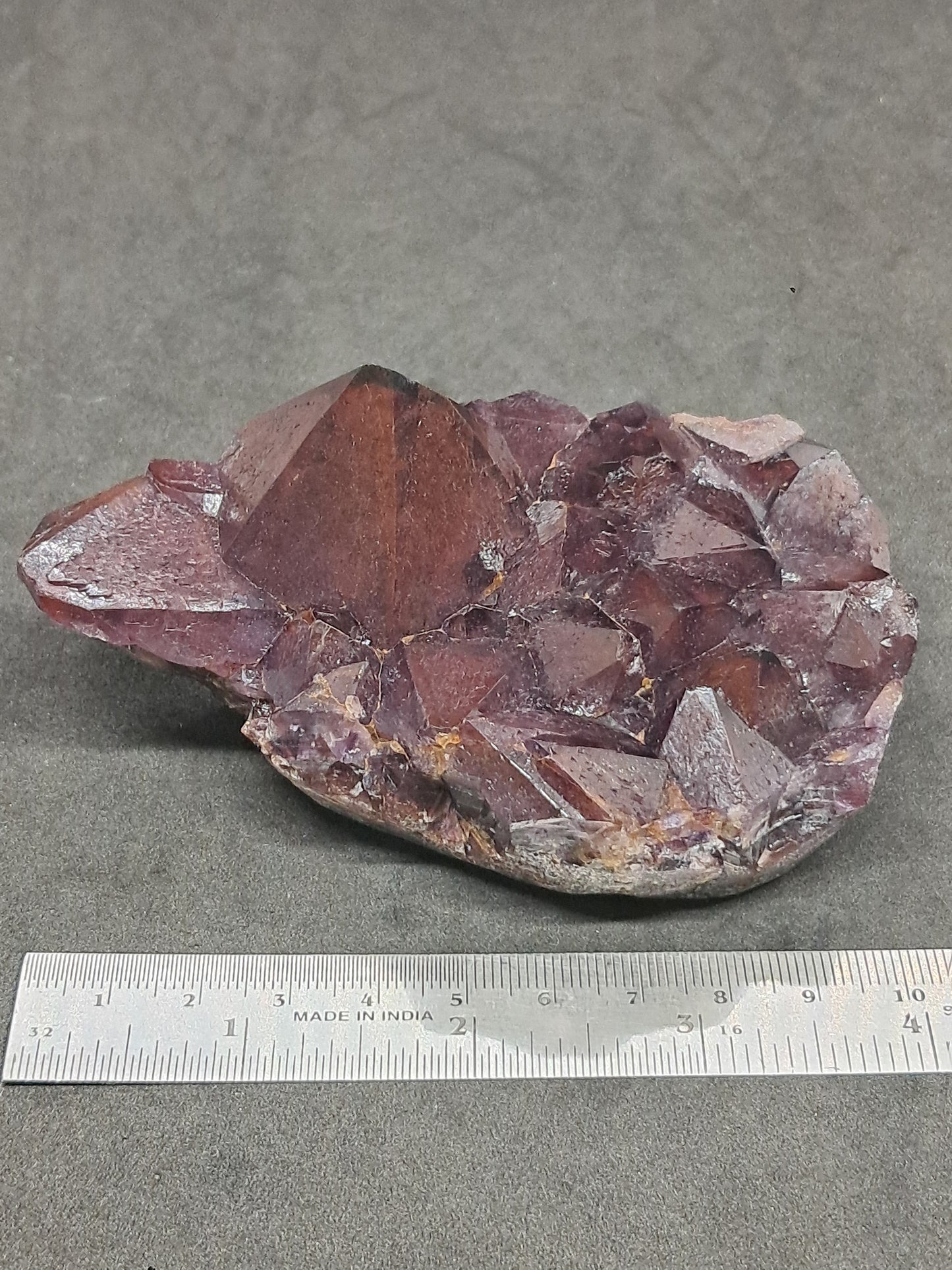 Amethyst Cluster w/ Hematite Inclusions & Record Keepers (Madhya Pradesh) | Mineral Specimen | Natural Stone #AM9