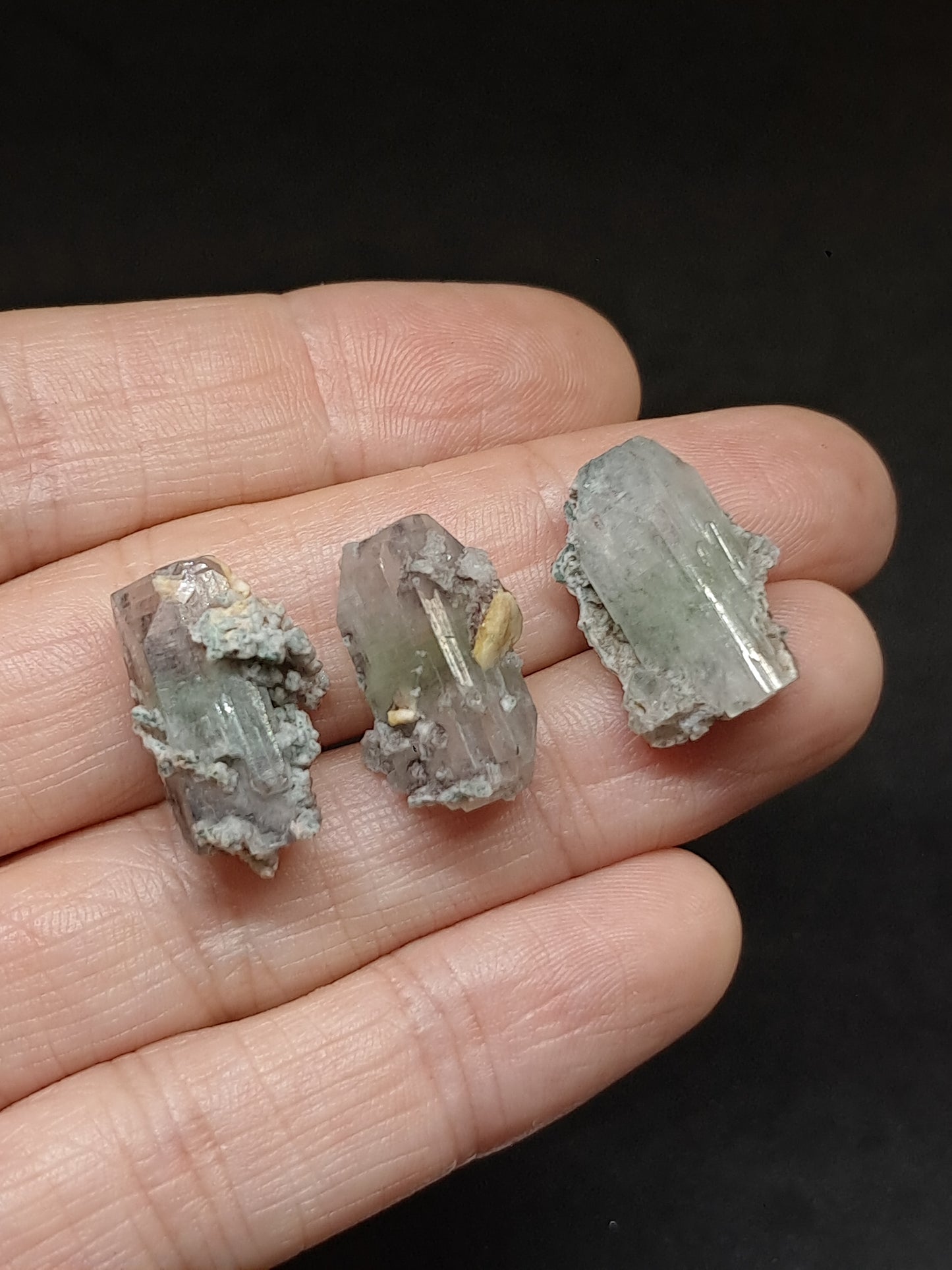 Set of 3 Small Green Apophyllites (Fluorapophyllites) (Ajanta) Rough Natural Crystals | Mineral Specimens #GA55