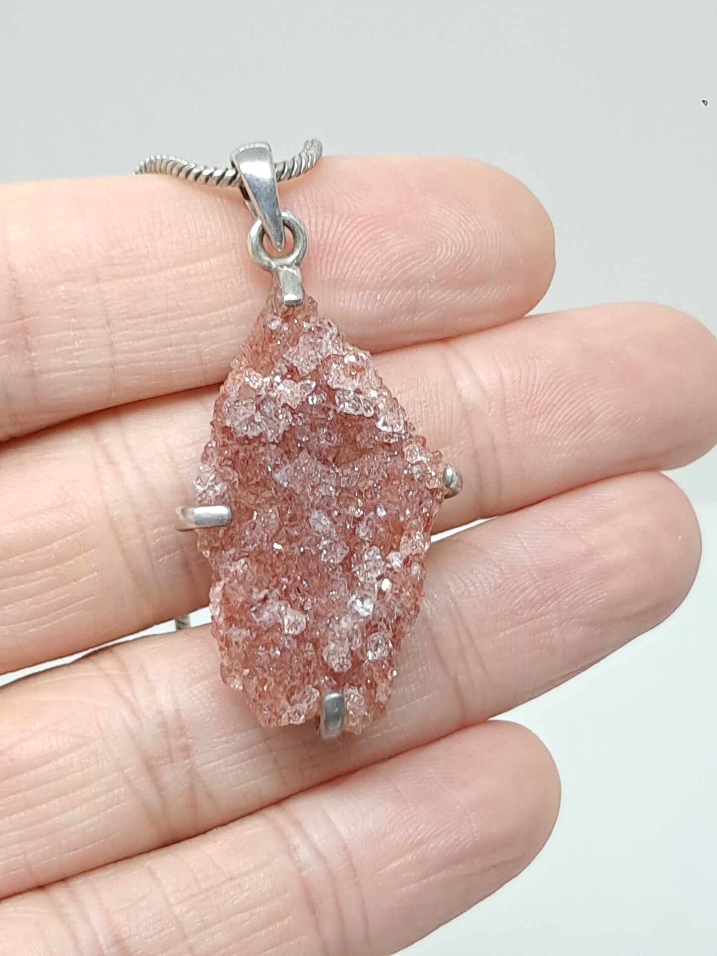 Druzzy *Rare* Pink Apophyllite Silver Pendant | Handcrafted Jewelry #JL42