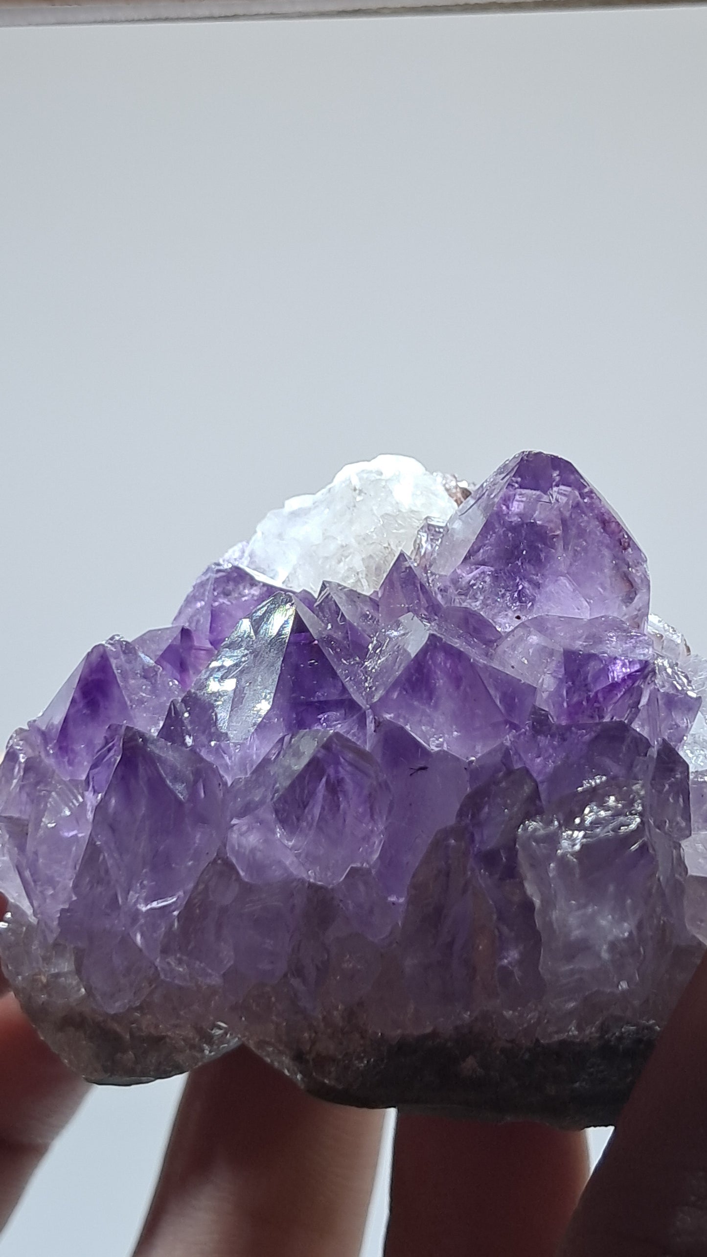 Deep Purple Amethyst With UV Reactive Calcite (Brazil) | Natural Cluster | Mineral Specimen #AMB8