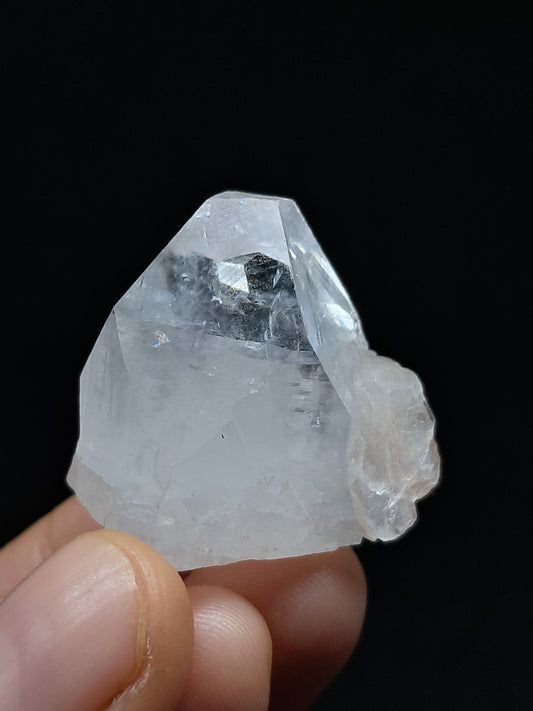 Clear Apophyllite Point w/ Stilbite (Ajanta) Natural Crystal | Mineral Specimen #AP54