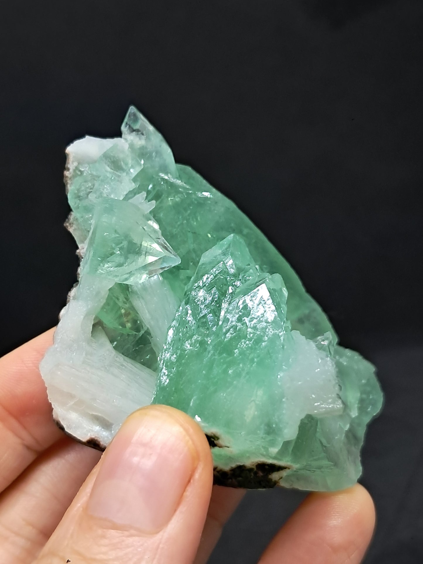 Green Apophyllite (Fluorapophyllite) and Stilbite on matrix #GA15