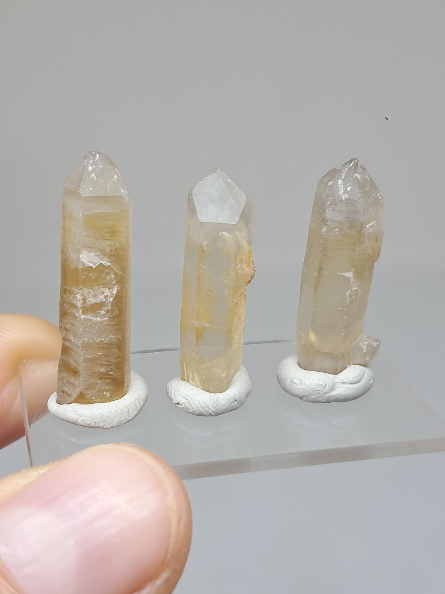 Set of 3 Natural Citrine Crystal Points w/ Phantoms (Karur) #CTN36