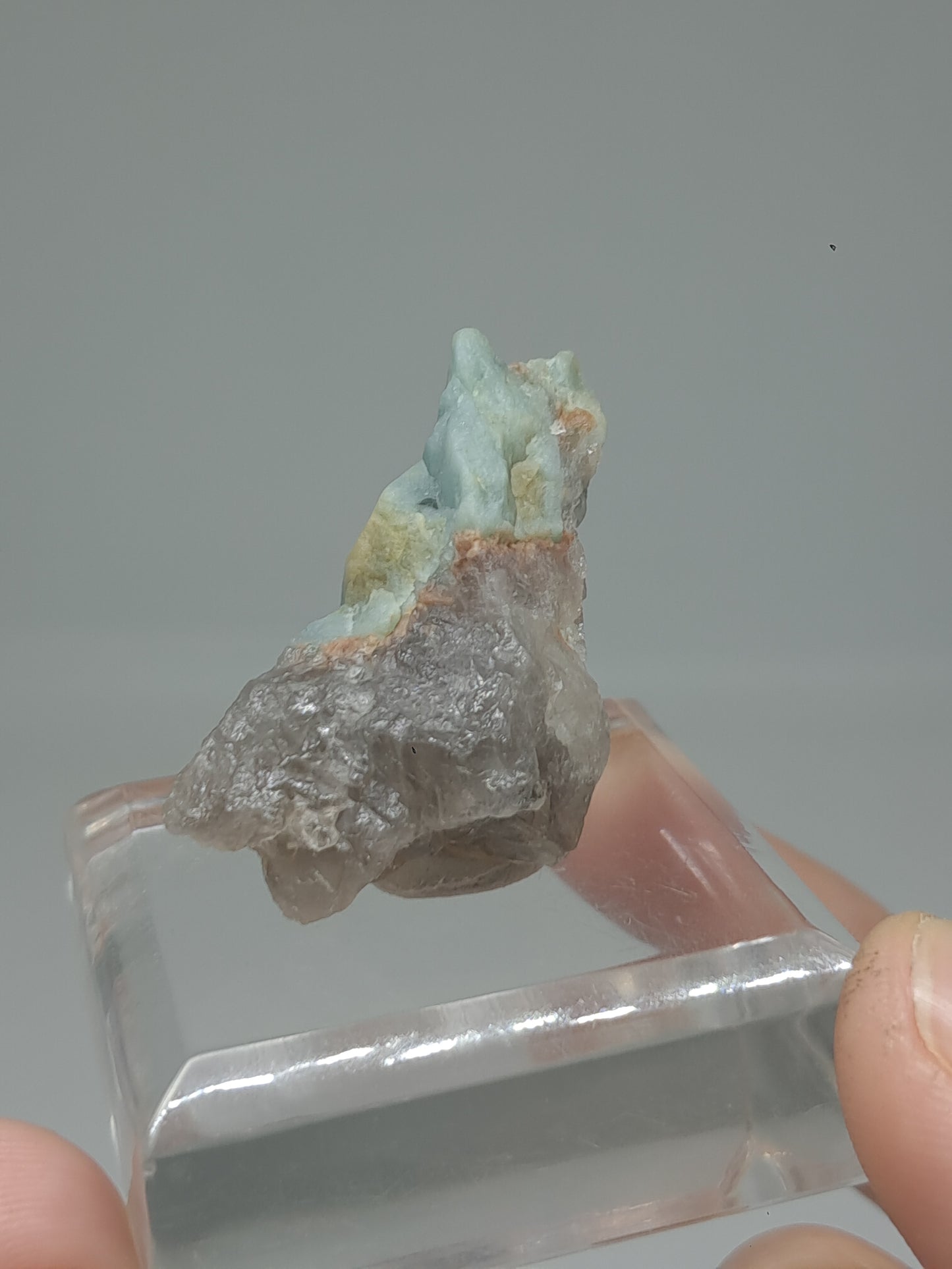Aquamarine on Smokey Quartz (Karur) Rough Natural Crystal | Mineral Specimen #AQM55