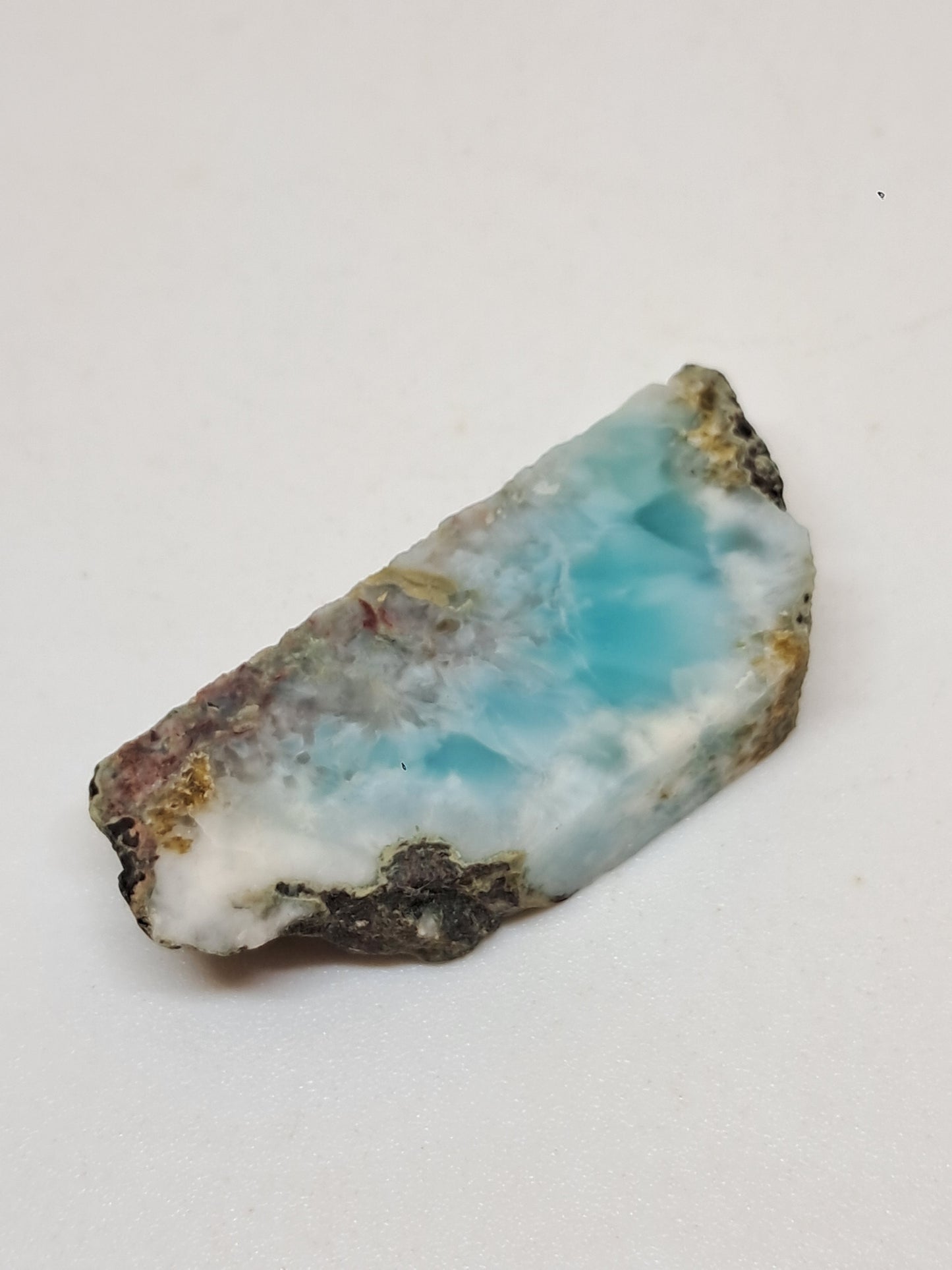 Rough Slice of Larimar w/ Hematite Inclusions (Dominican Republic) Raw Stone | Natural Rock #LM37
