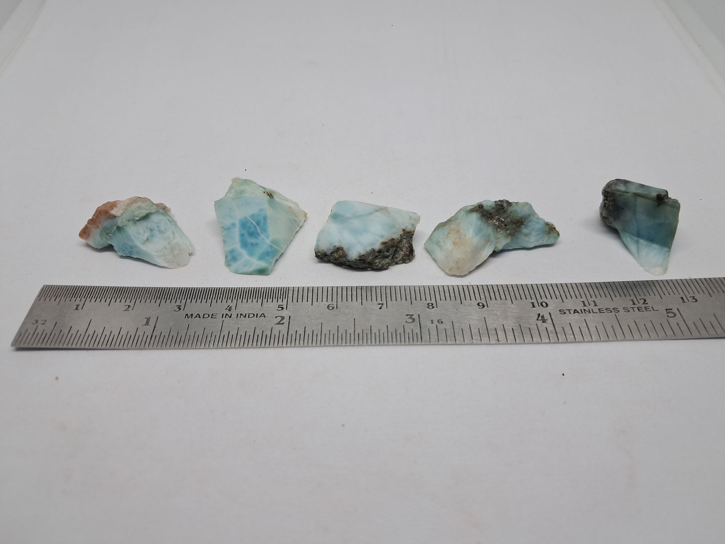 Juego de 5 chips de larimar crudo (República Dominicana) | Piedras naturales #LM22