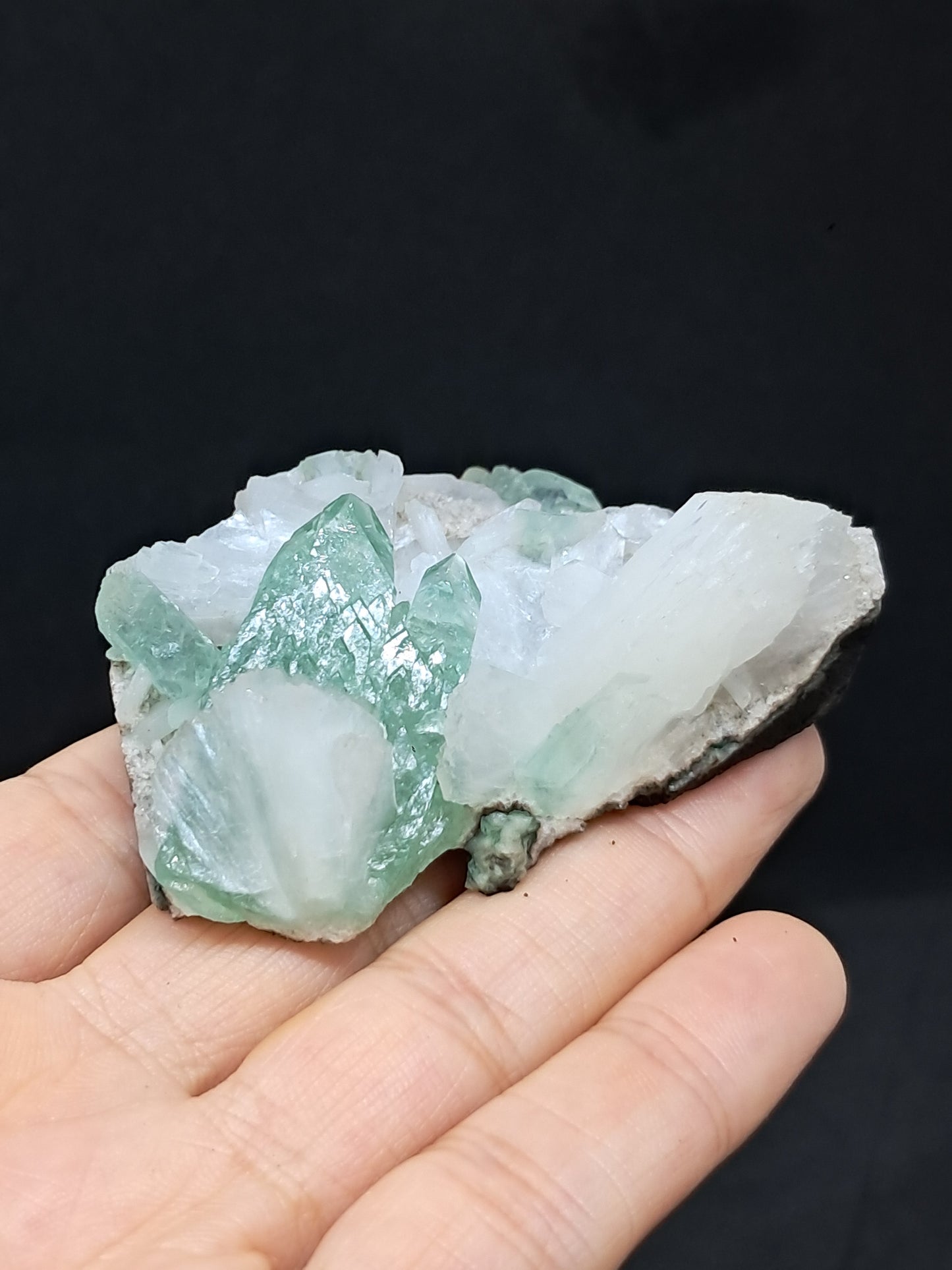 Green Apophyllite (Fluorapophyllite) and Stilbite on matrix #GA2