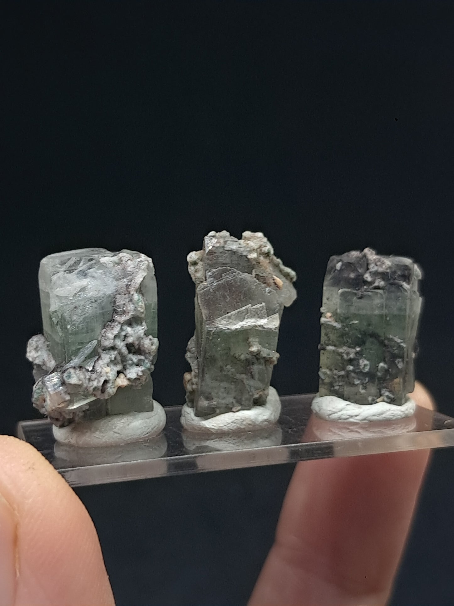 Set of 3 Small Green Apophyllites (Fluorapophyllites) (Ajanta) Rough Natural Crystals | Mineral Specimens #GA47