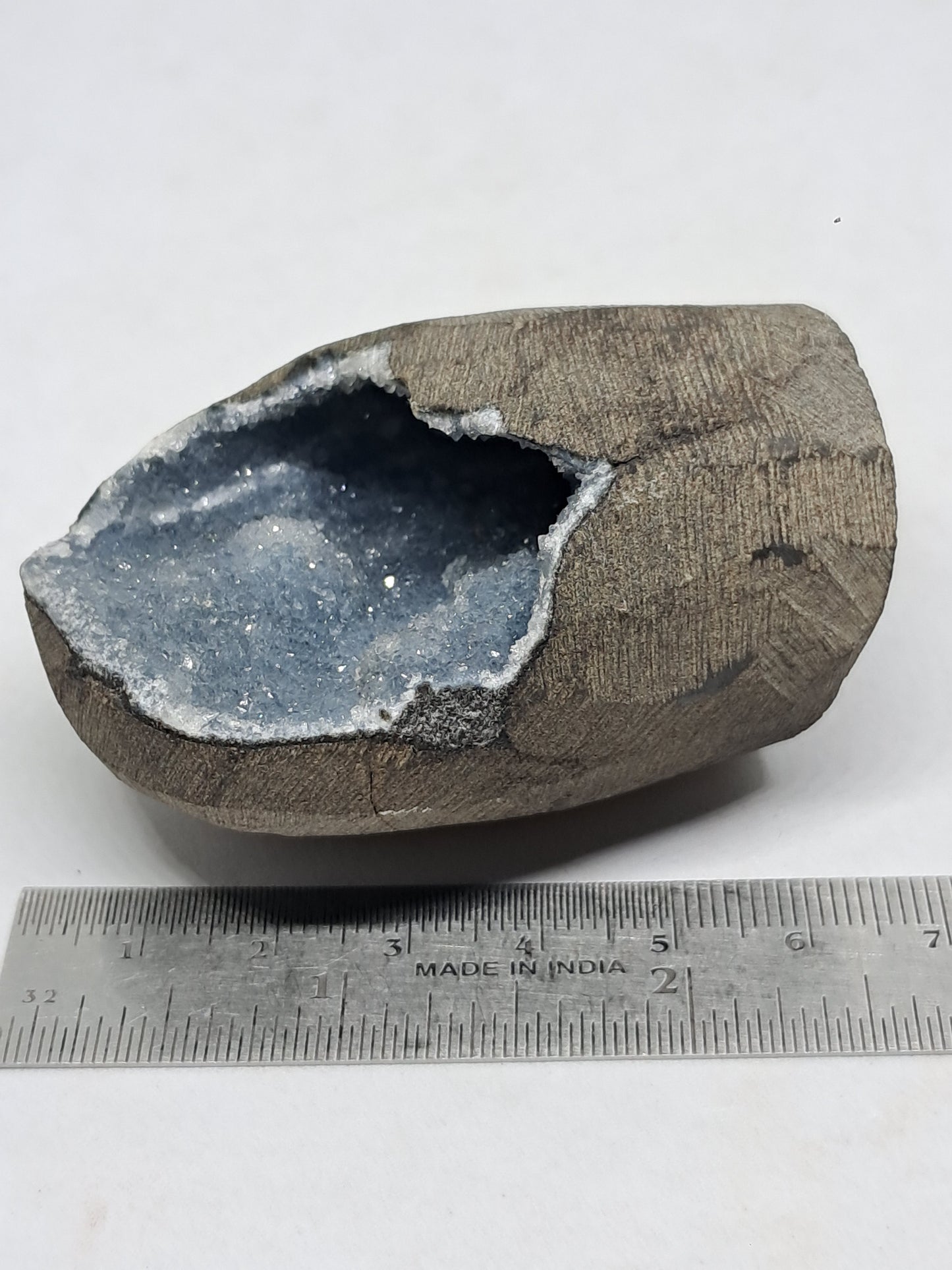 Grey / Blue Chalcedony in Basalt Geode (Nashik) | Natural Crystal | Rare Mineral #BC12